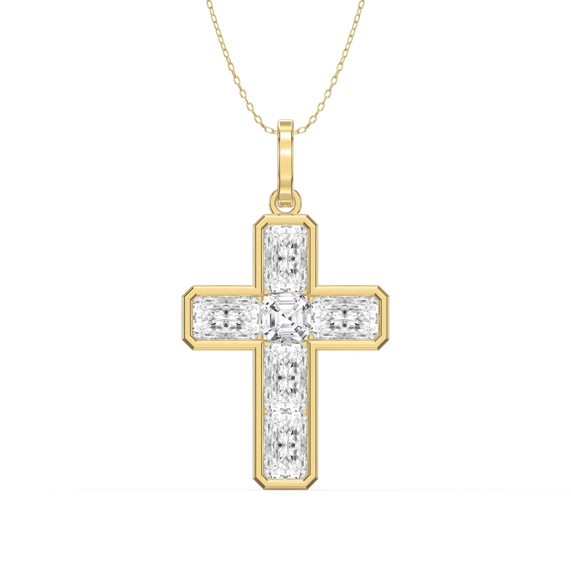 Radiant Diamond Cross Pendant Necklace