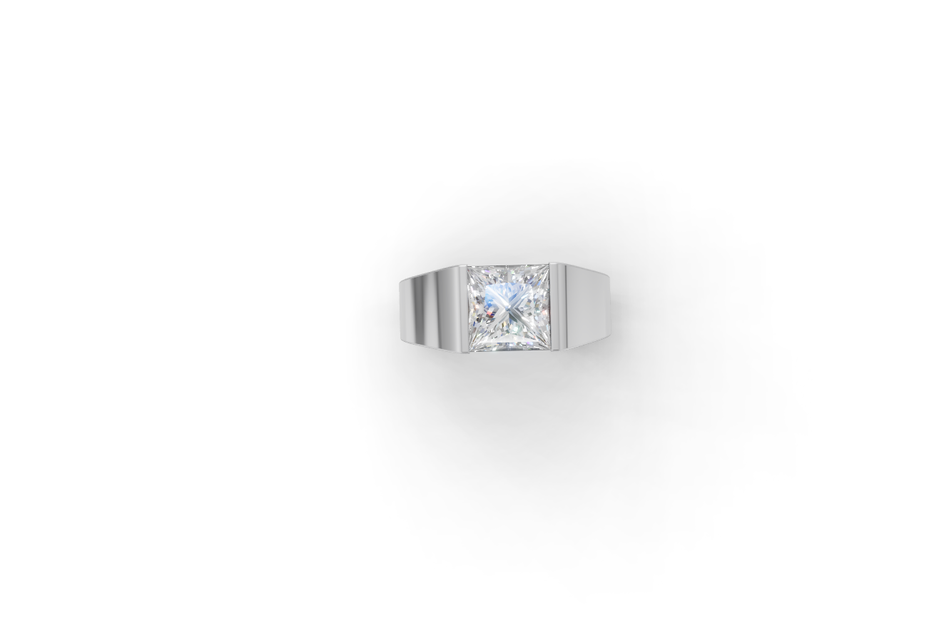 Princess Cut Diamond Signet Ring – Modern Men's Solitaire Diamond Ring