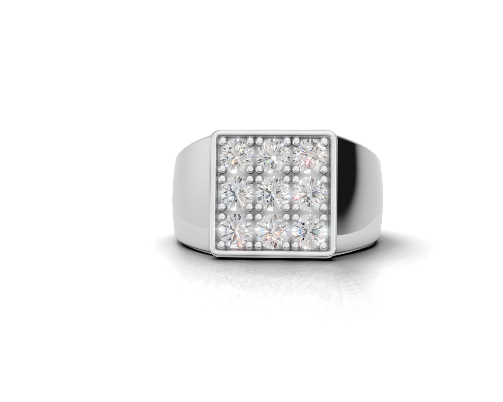 Men’s Square Cluster Round Diamond Ring