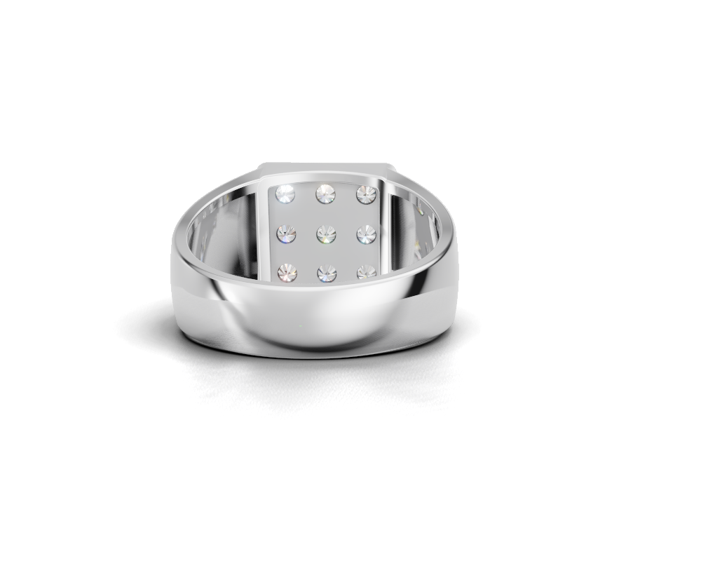 Men’s Square Cluster Round Diamond Ring