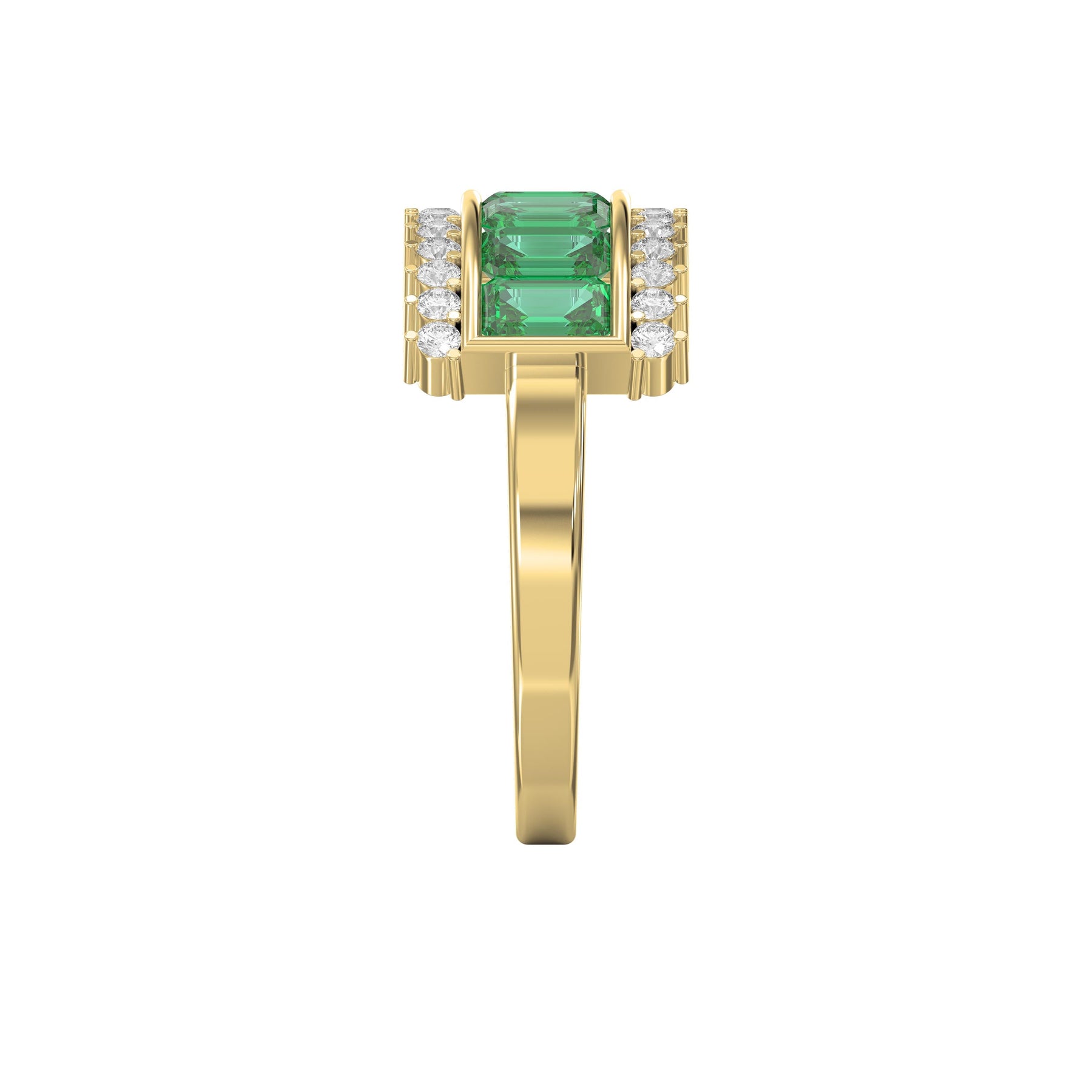 Emerald Cut Green Diamond Statement Ring