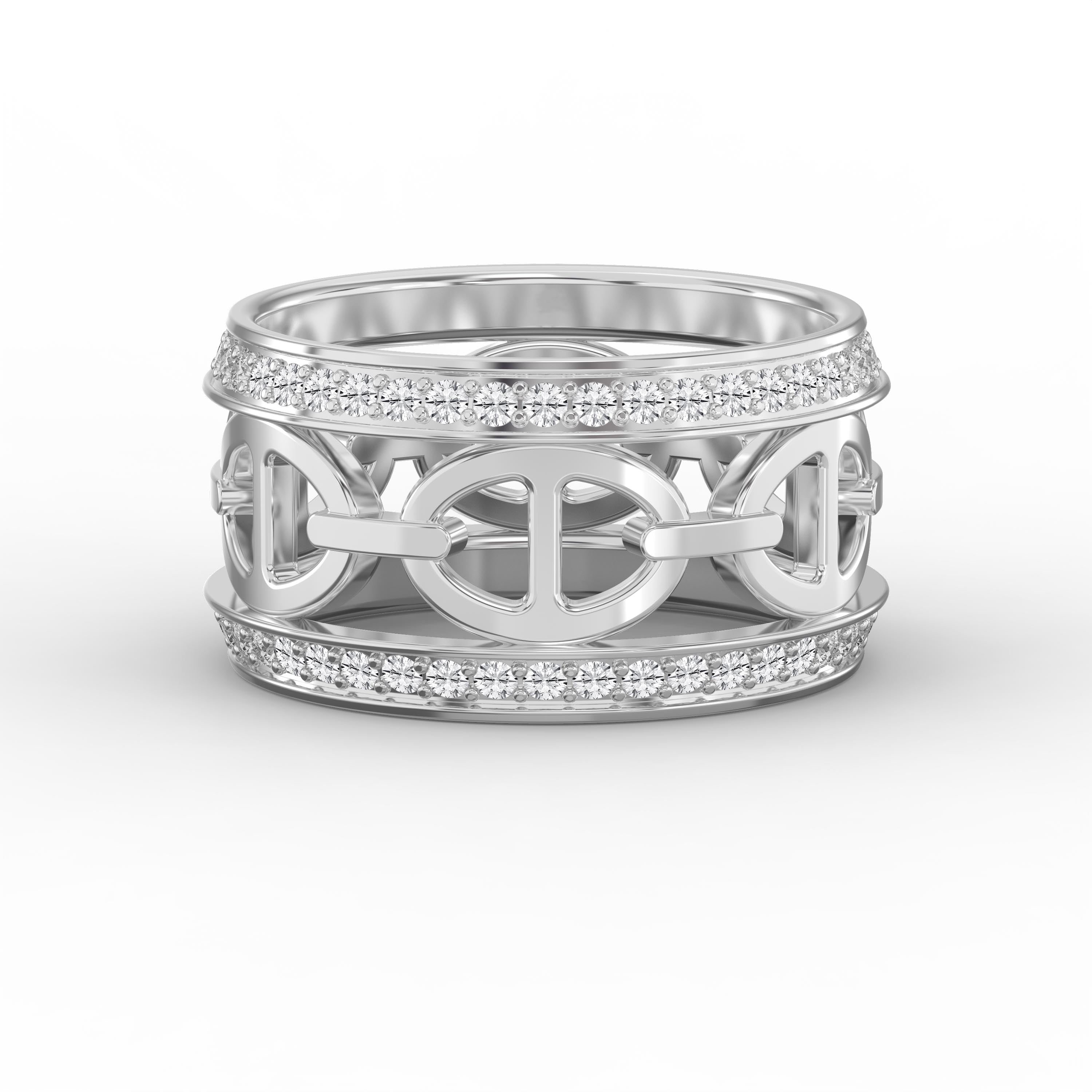 Luxury Elegant Statement cubic zirconia Link Chain Ring