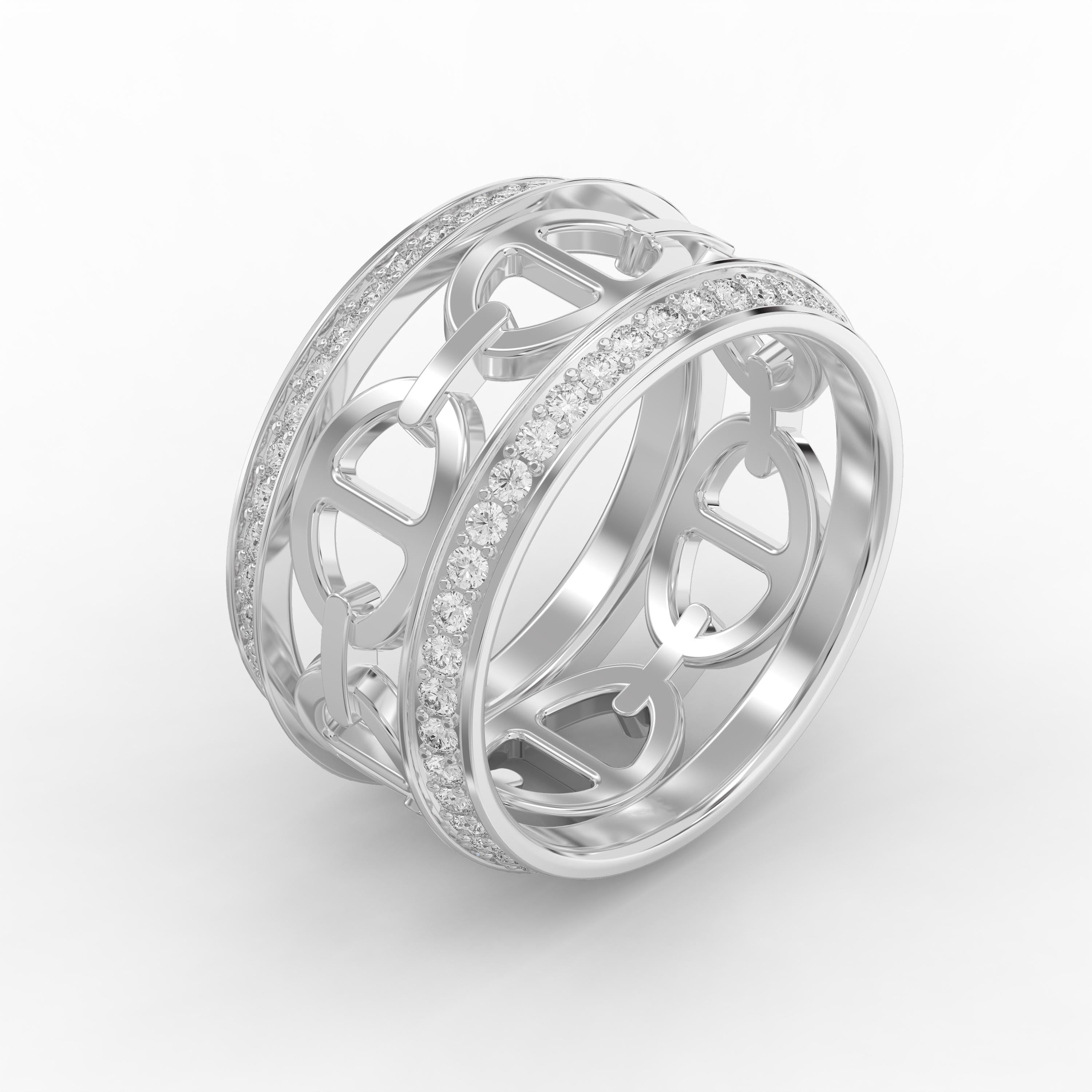 Luxury Elegant Statement cubic zirconia Link Chain Ring