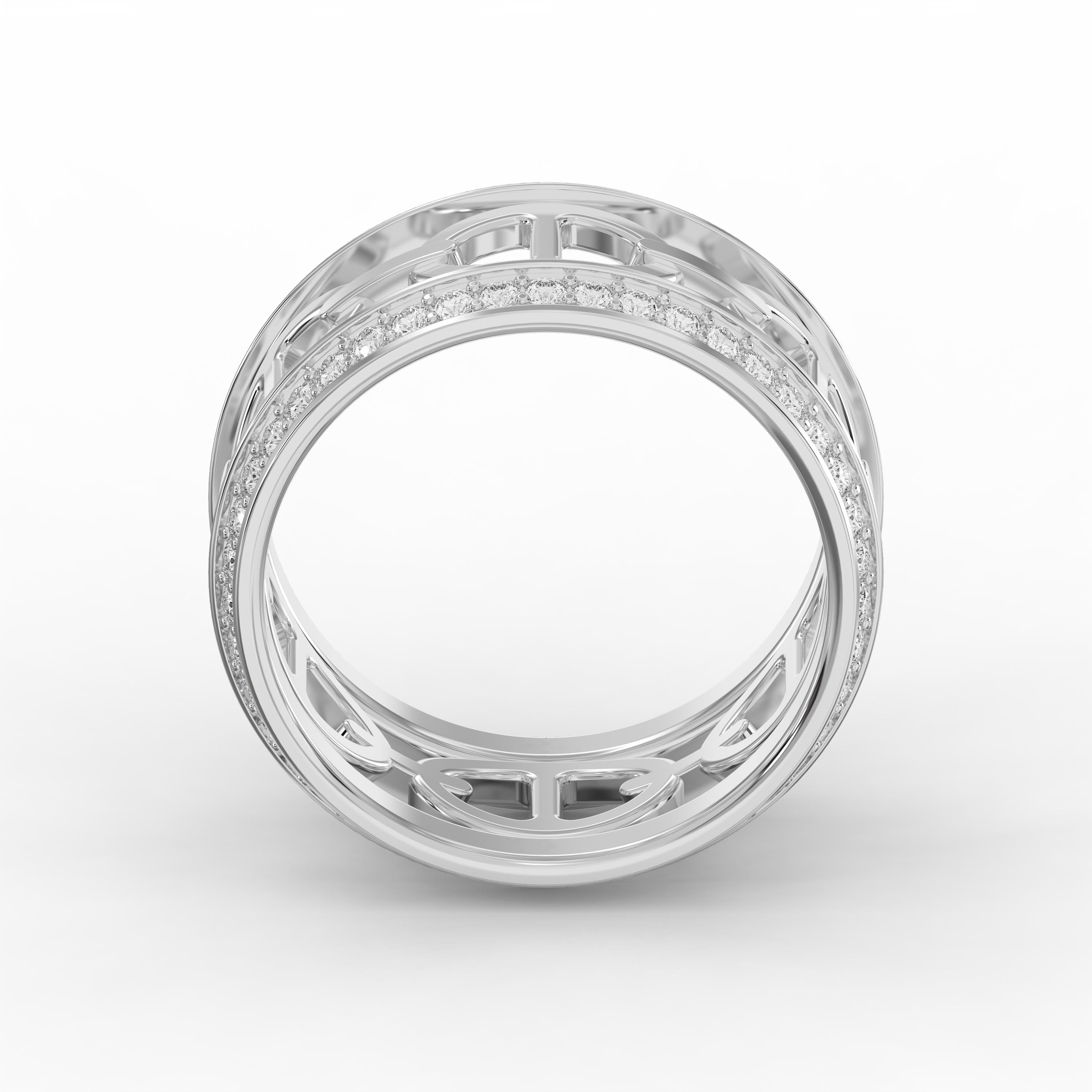 Luxury Elegant Statement cubic zirconia Link Chain Ring