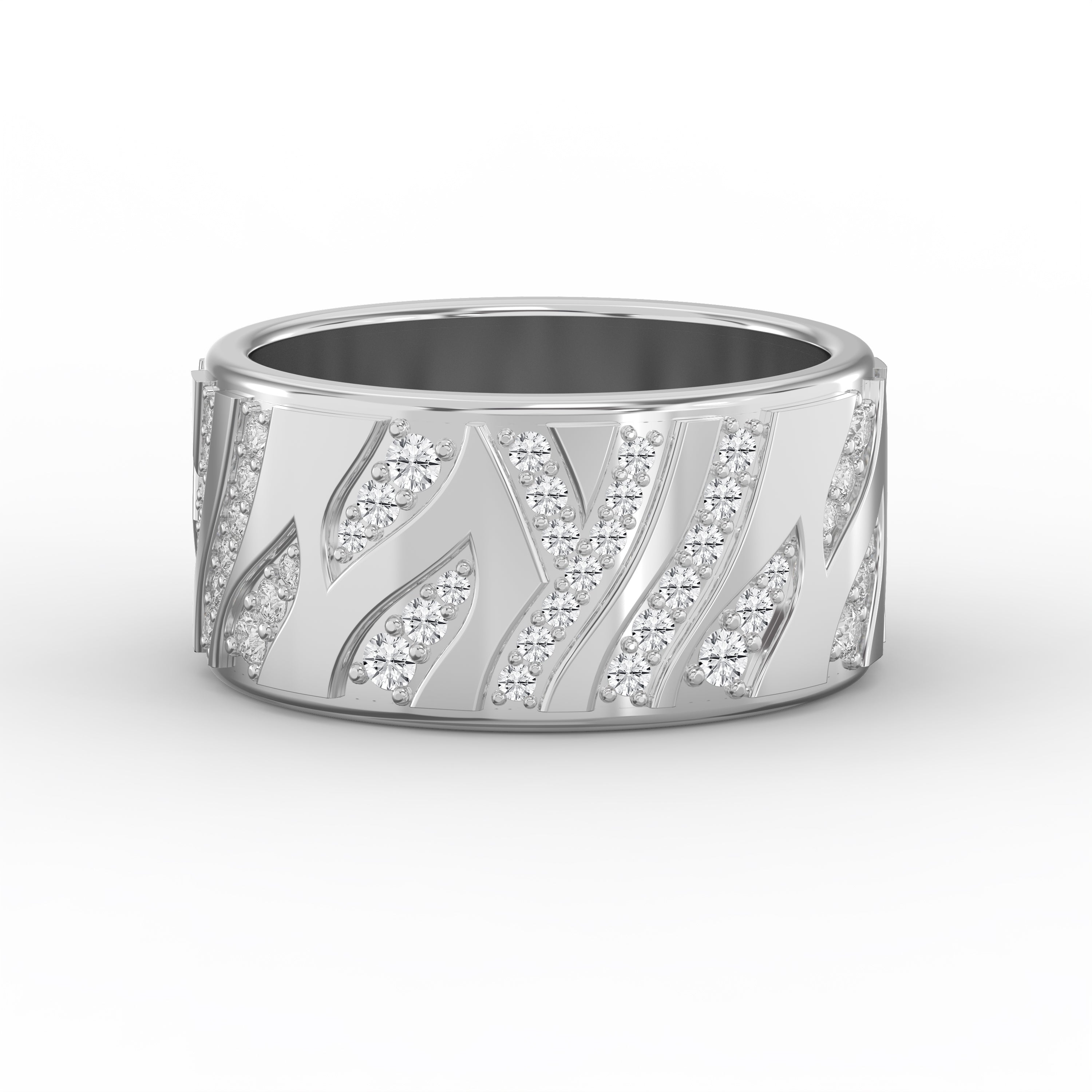 The "Zephyr" Abstract Wave Band in 925 Sterling Silver