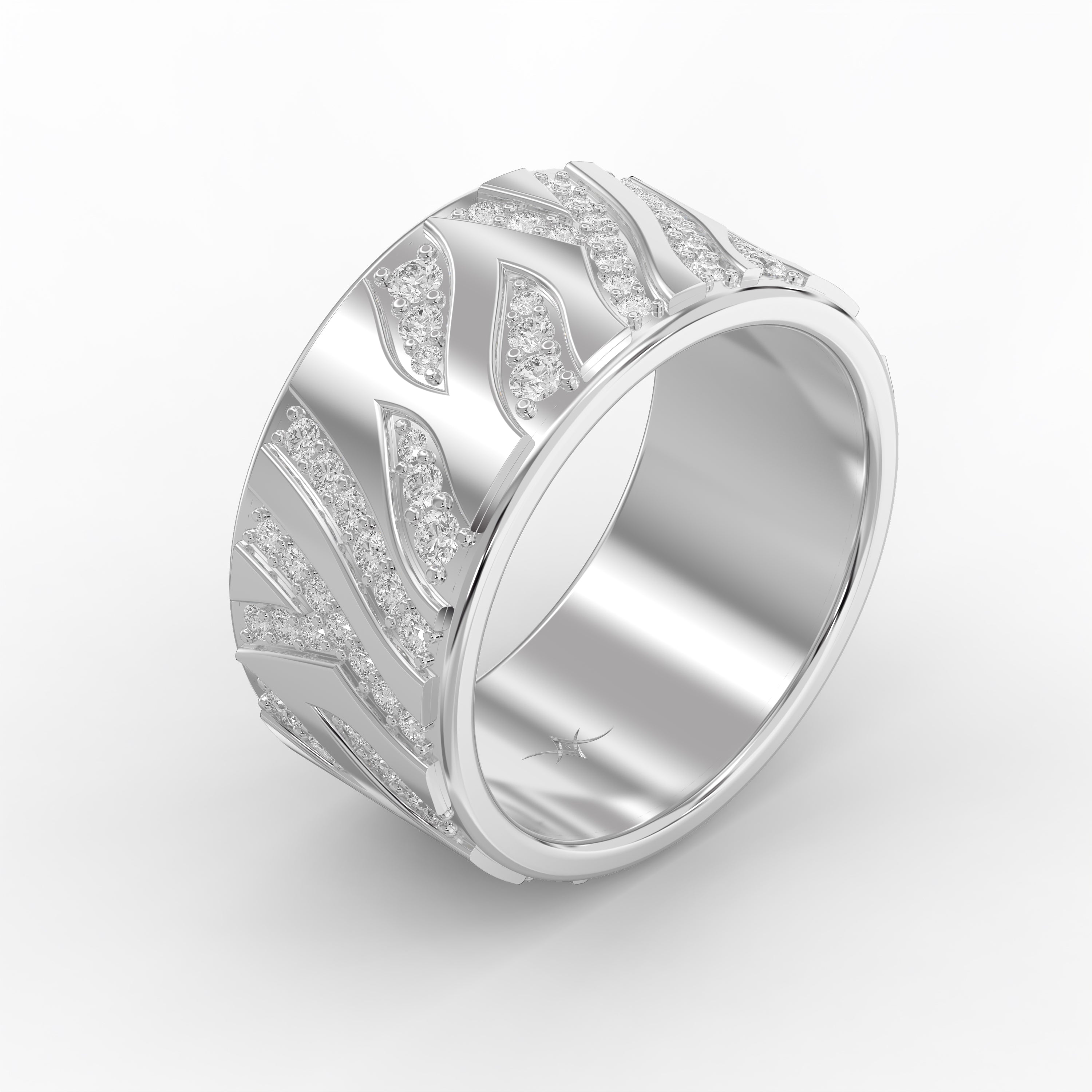 The "Zephyr" Abstract Wave Band in 925 Sterling Silver