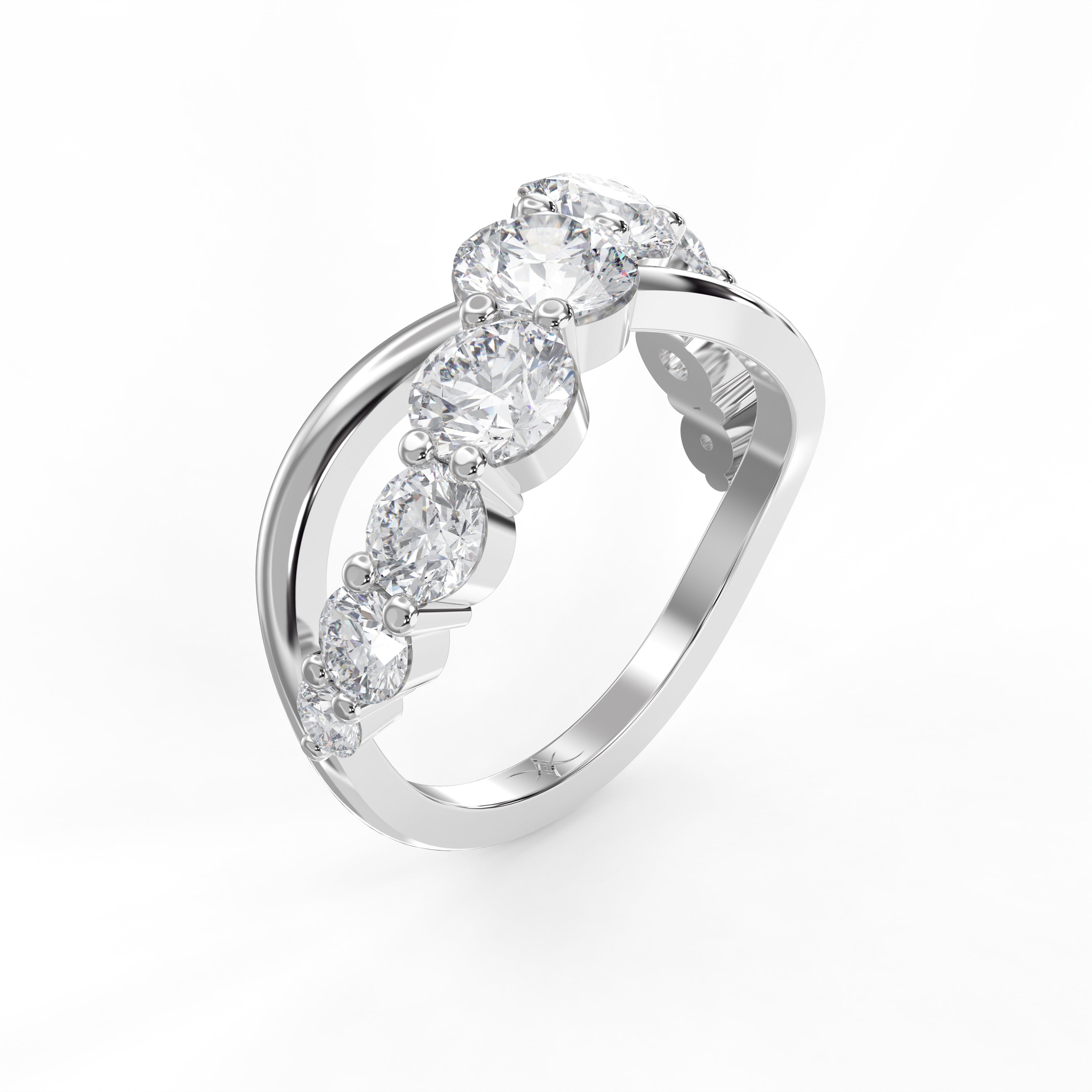 The "Infinity Wave" Multi-Stone Bypass Ring in 925 Silver
