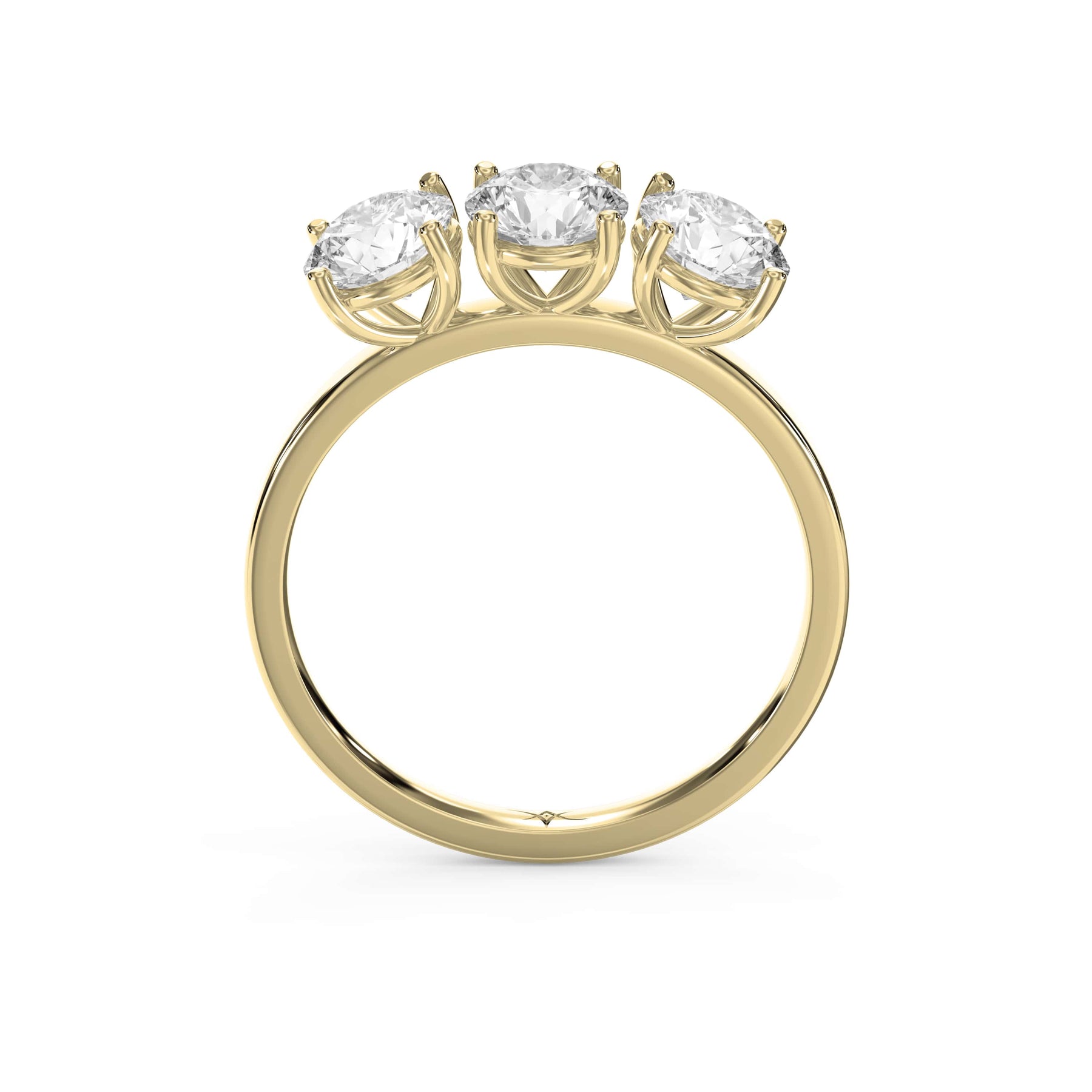 Three-Stone Round Brilliant-Cut Diamond Fashion Ring