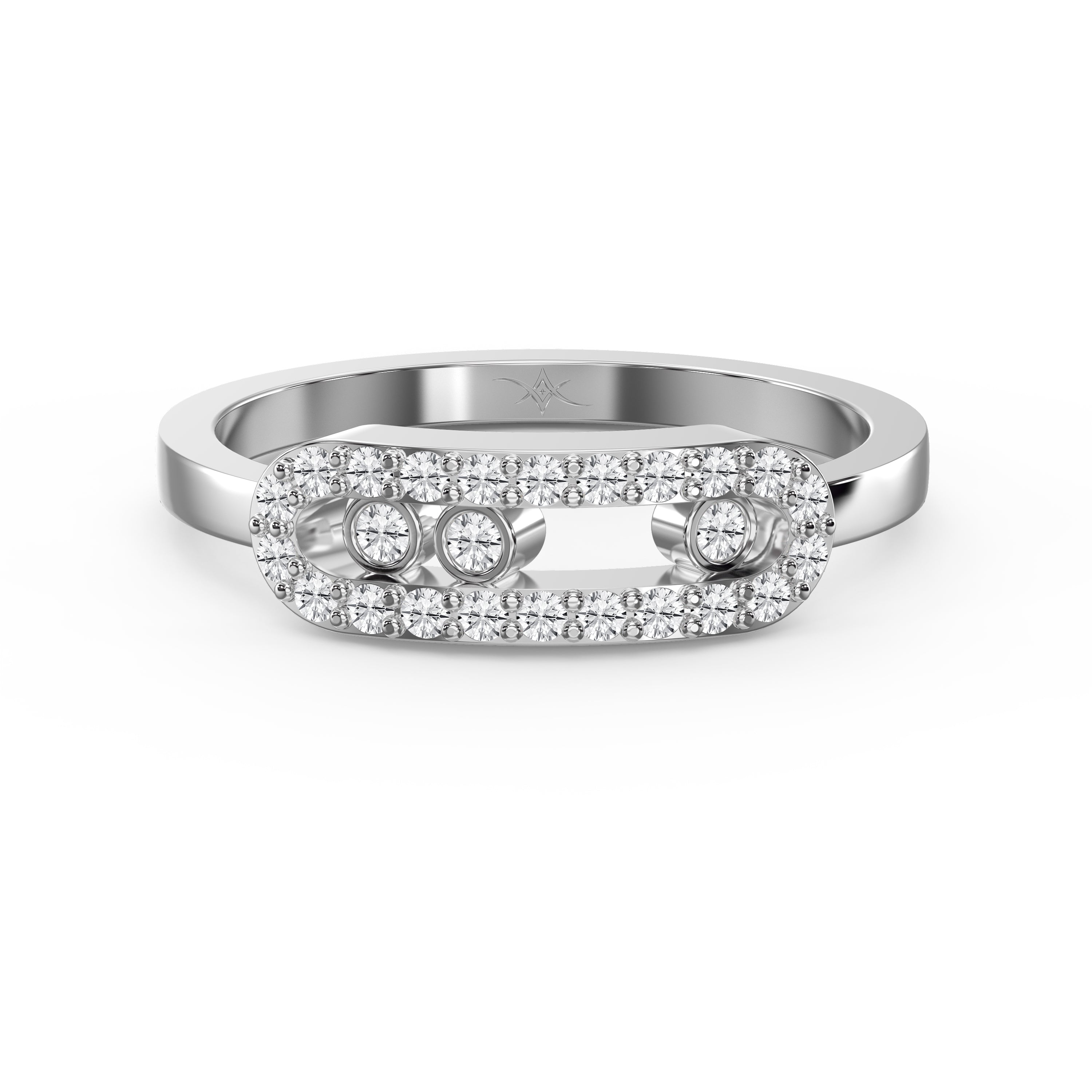 The "Kinetic Halo" Floating Triple-Stone Ring in 925 Silver