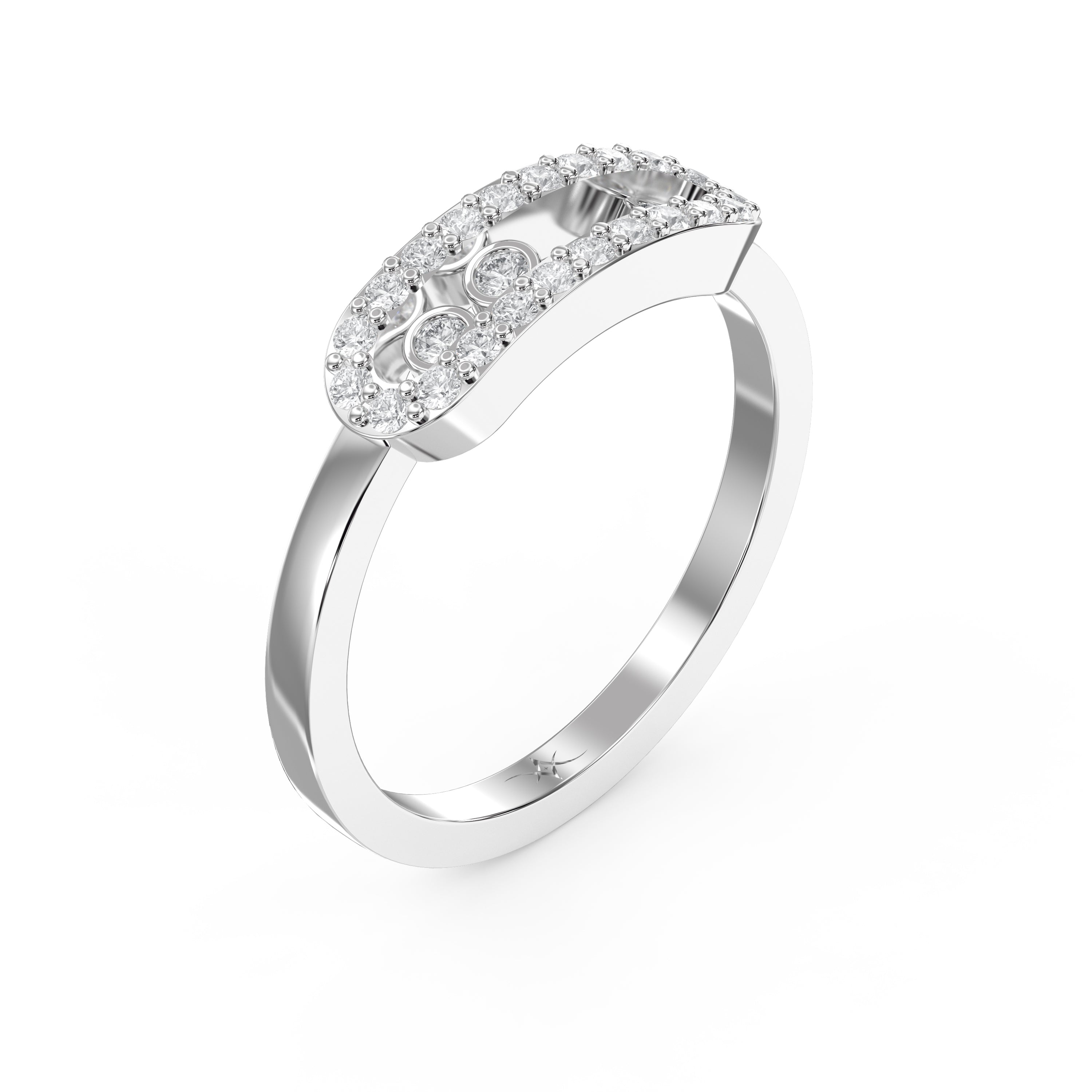 The "Kinetic Halo" Floating Triple-Stone Ring in 925 Silver