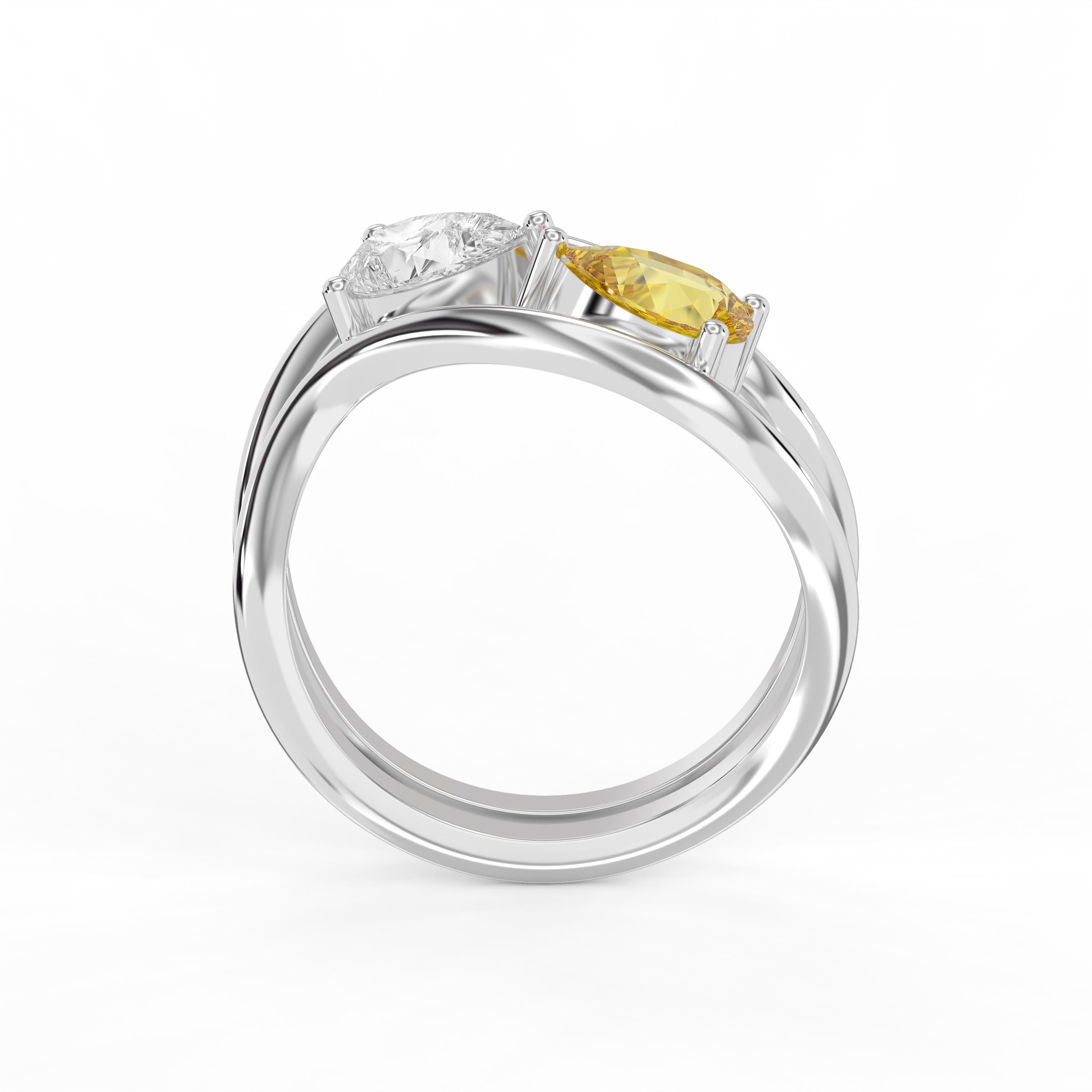 Elegant Pear Cut Dual Diamond Ring Fine Jewelry