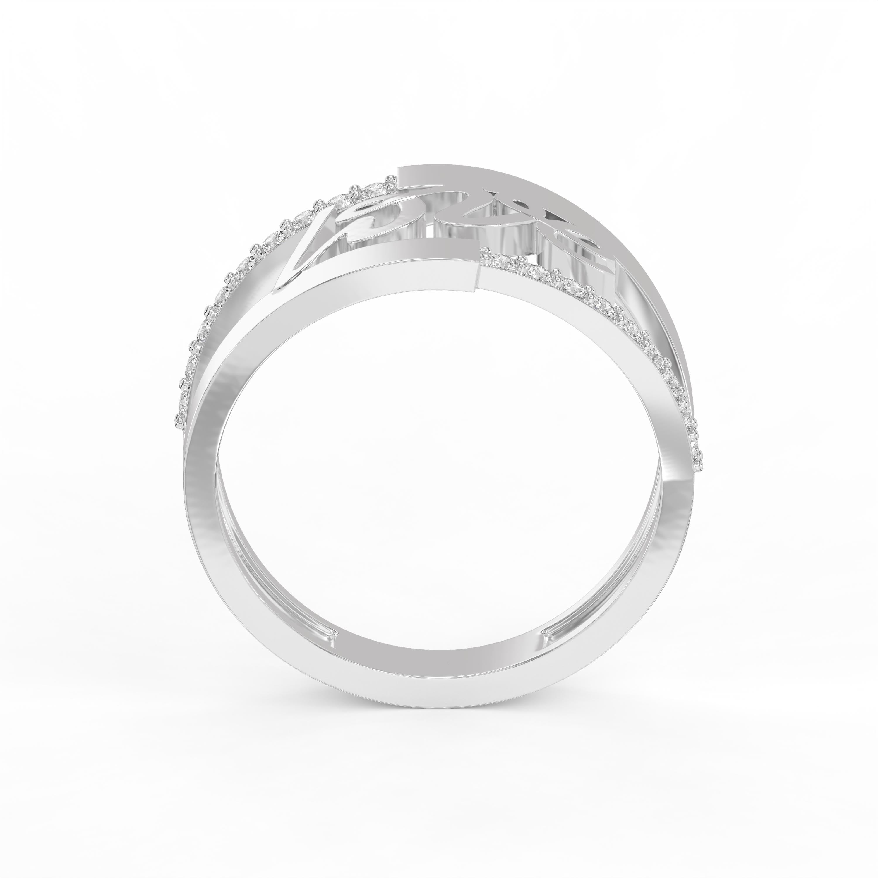 Stylish Love Script Ring with Pavé Diamonds Fine Jewelry