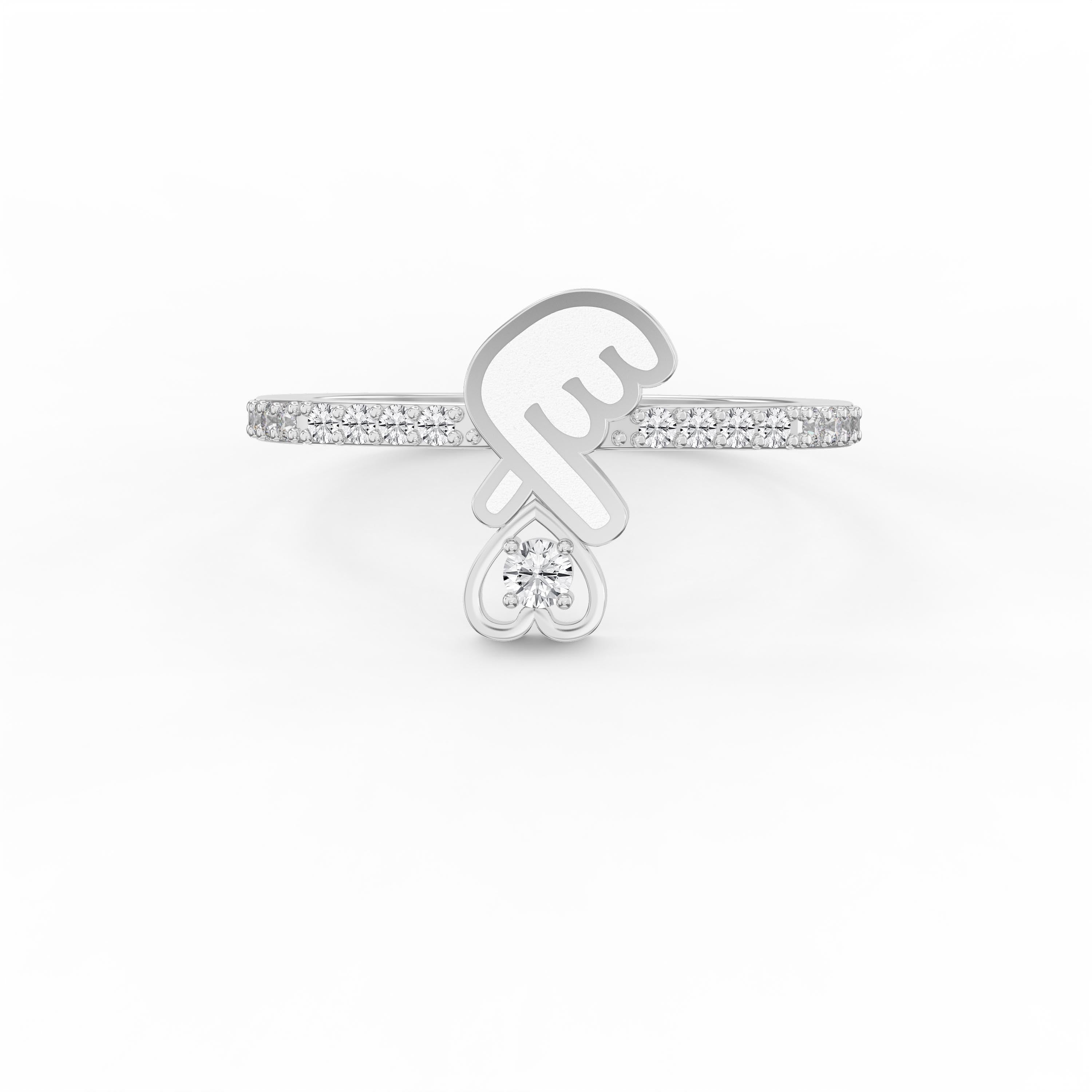 Romantic Heart Drop Dainty cubic zirconia   Pavé Ring