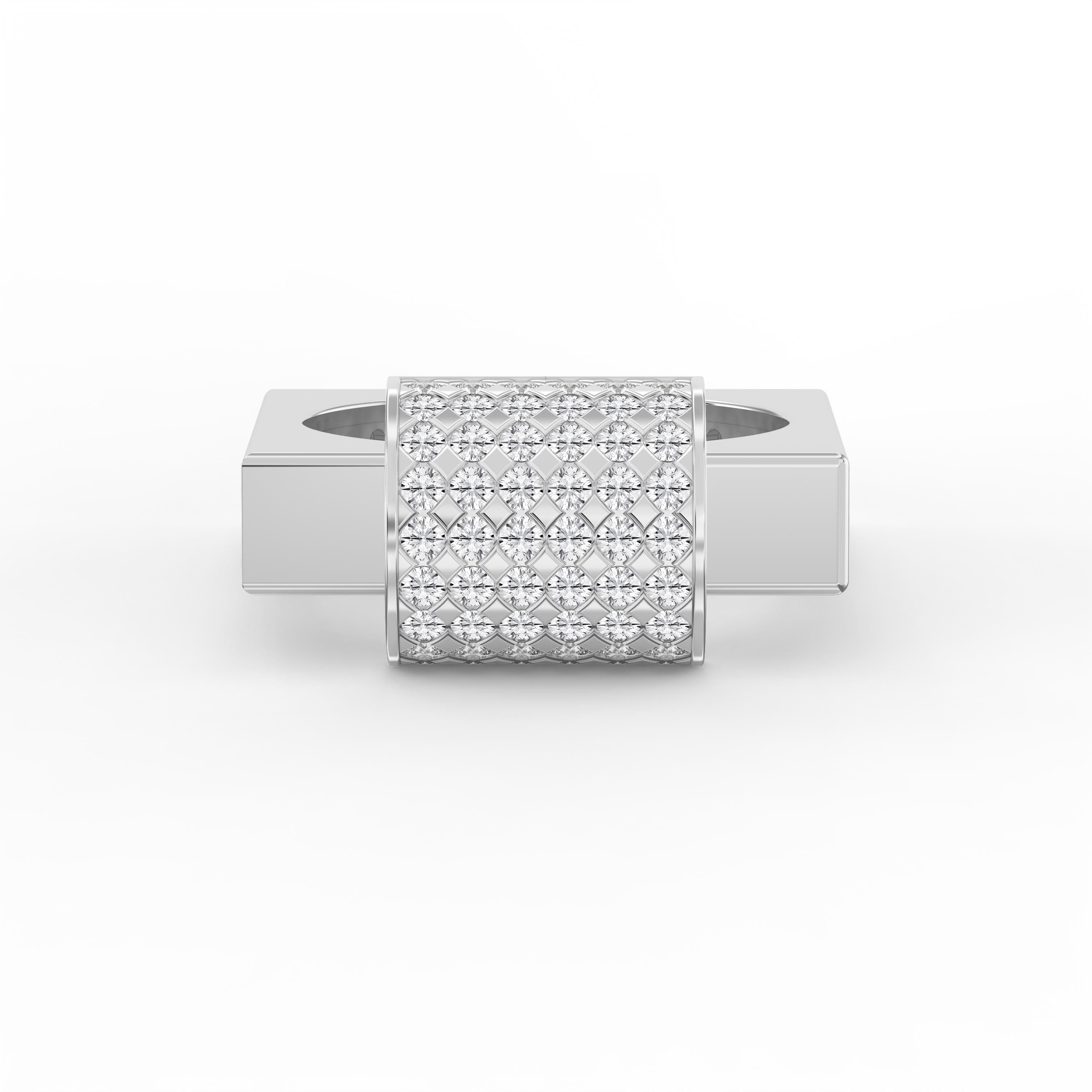 Luxury Square Pave Round cubic zirconia Cluster Design Statement Ring