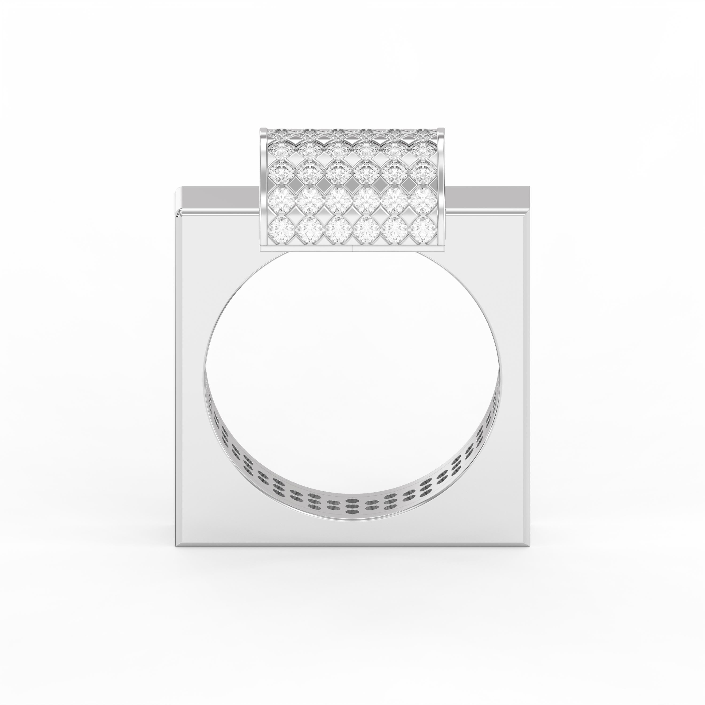 Luxury Square Pave Round cubic zirconia Cluster Design Statement Ring