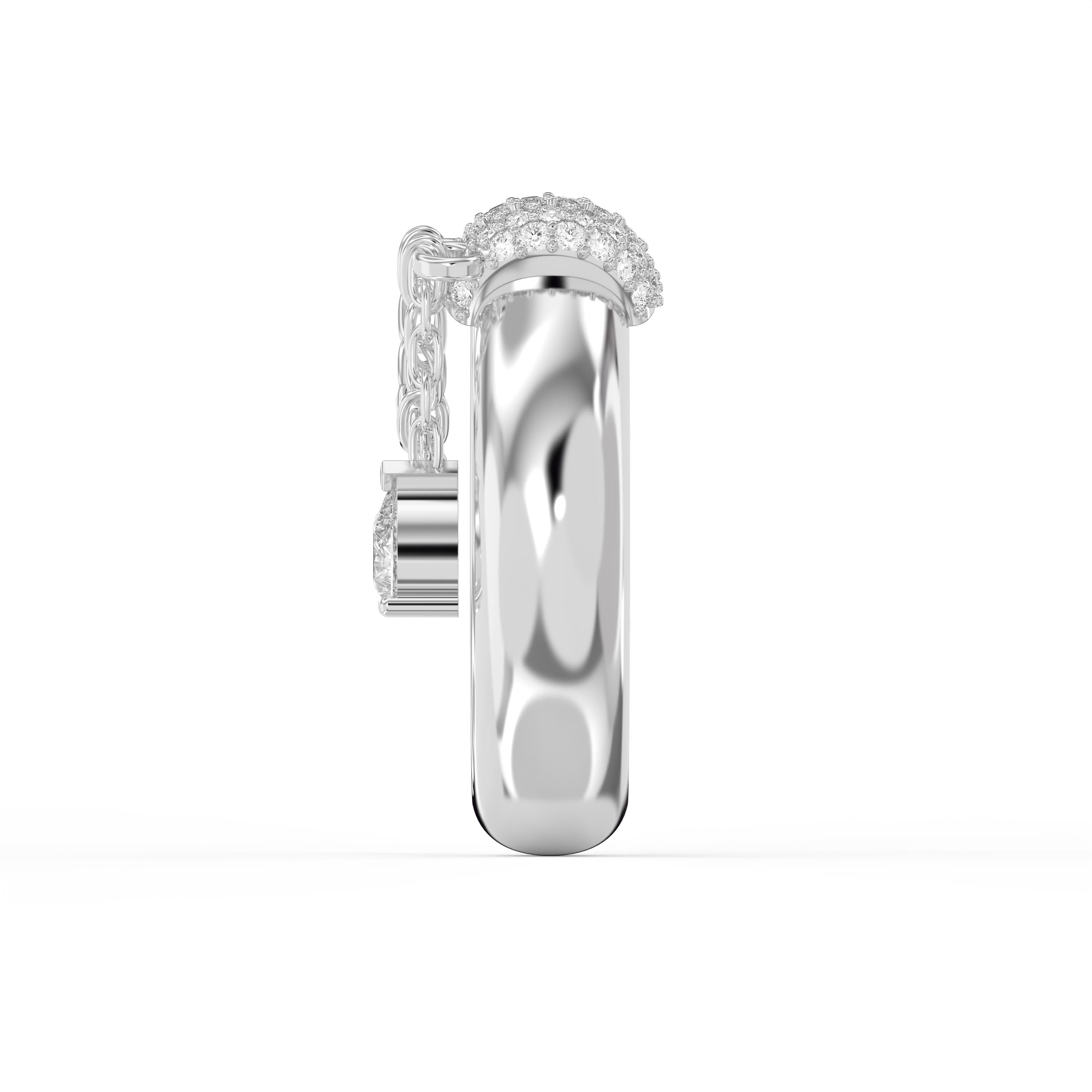 Luxury Pavé Round cubic zirconia Hoop Chain Statement Ring