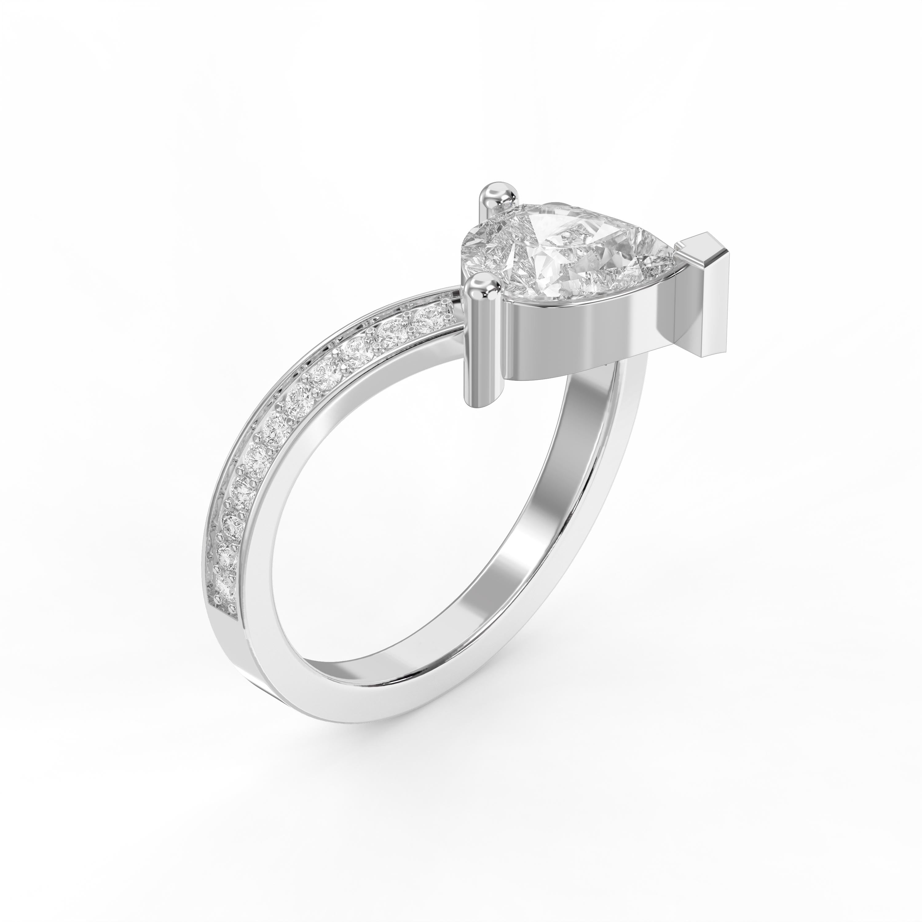 Contemporary Pear Diamond Unique Split Band Design Engagement Ring