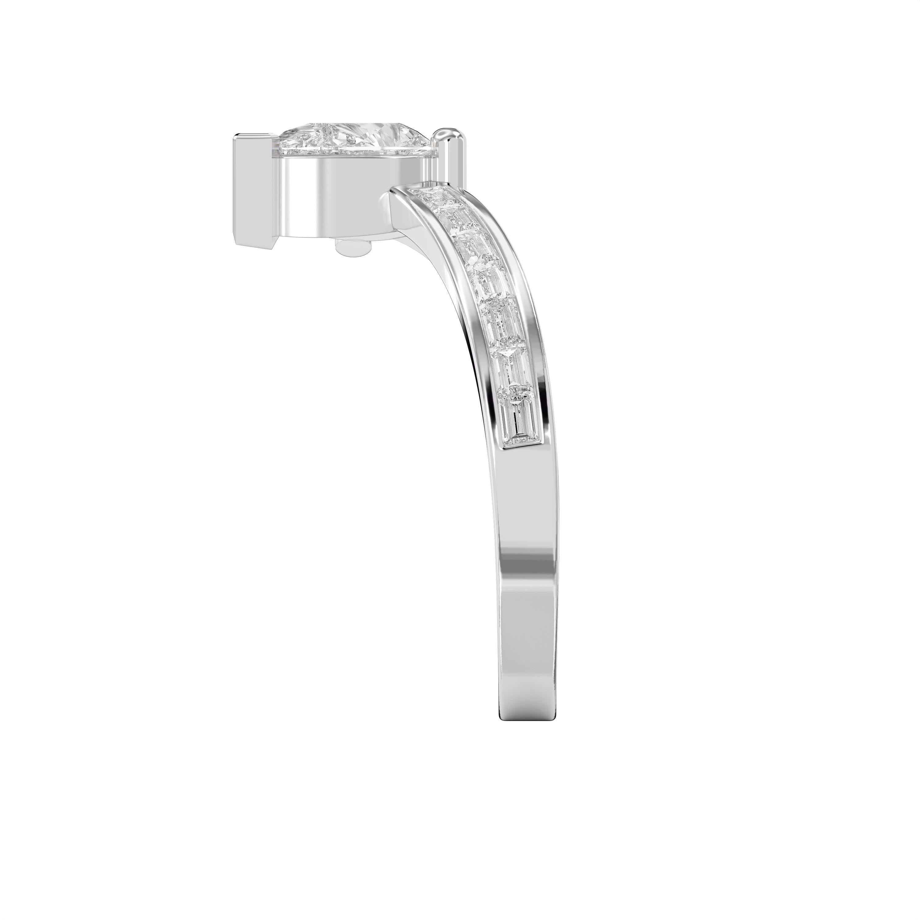 Contemporary Pear Diamond Unique Split Band Design Engagement Ring