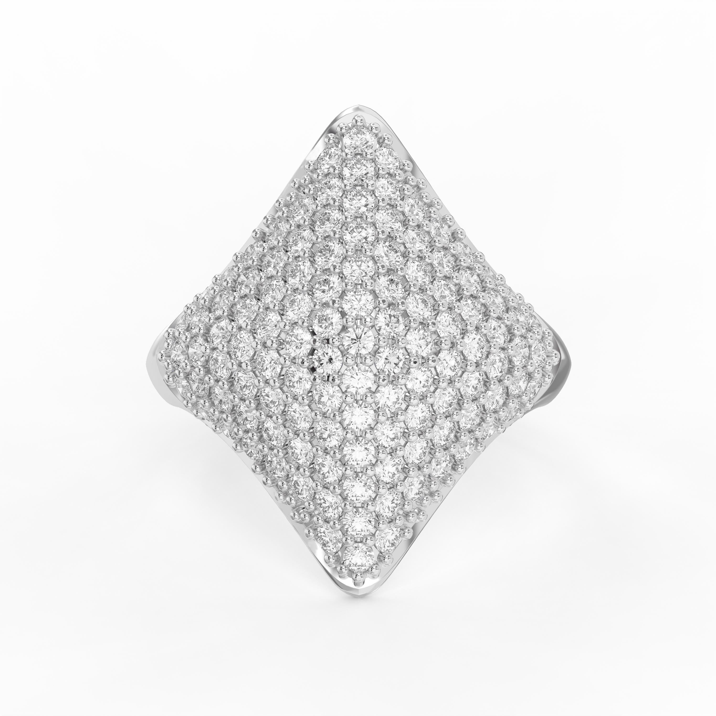 Vintage Inspired Round Pavé Elegant Cocktail Diamond Ring