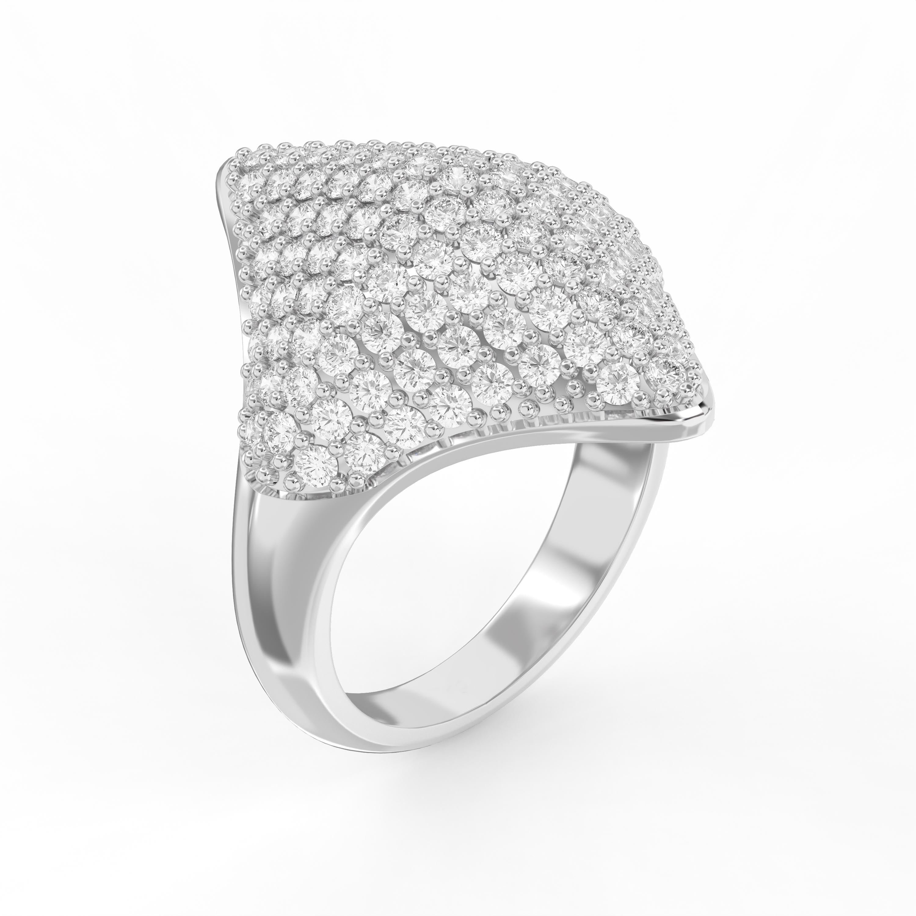 Vintage Inspired Round Pavé Elegant Cocktail Diamond Ring