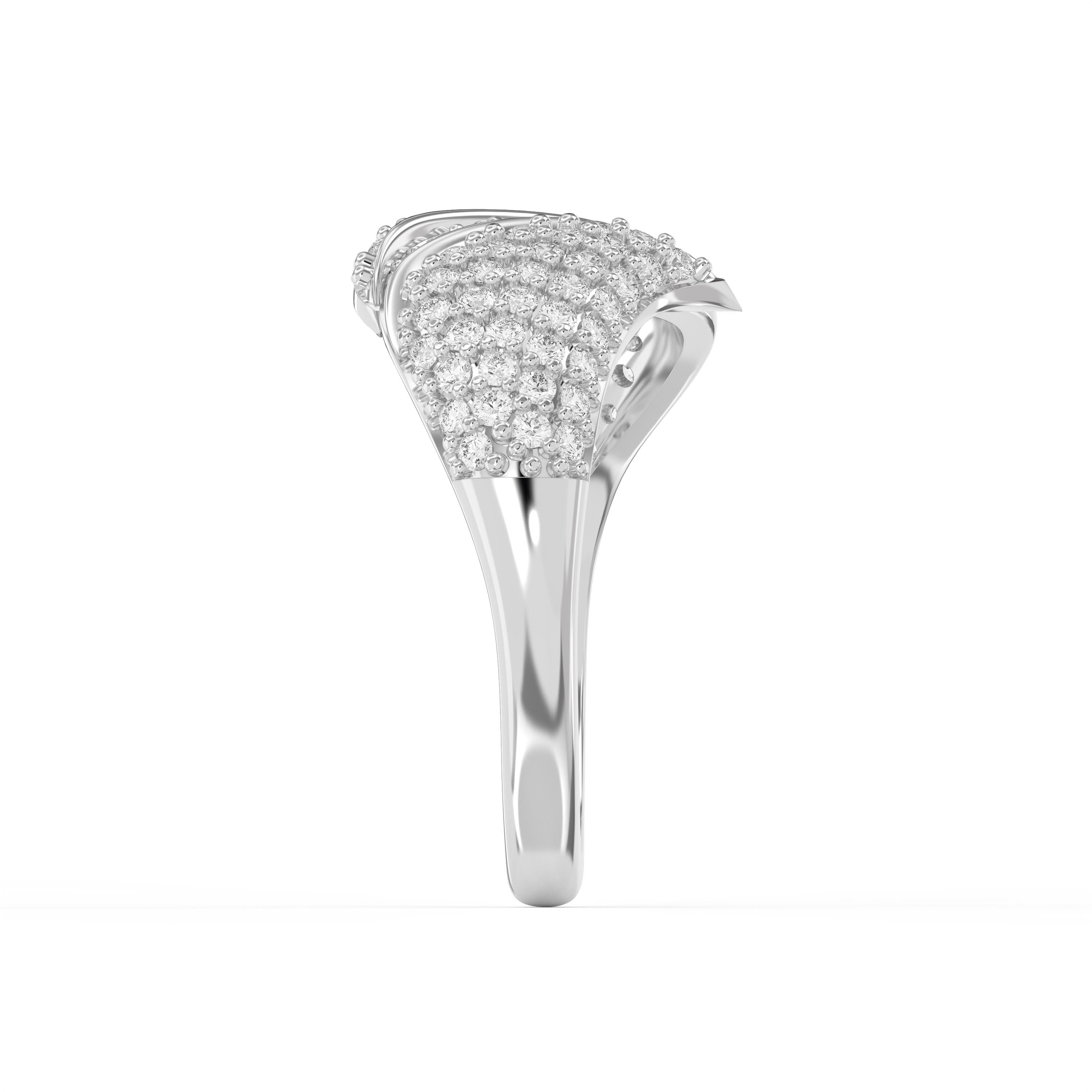 "Glimmering Wing" Pave Diamond Overlap Fashion Ring