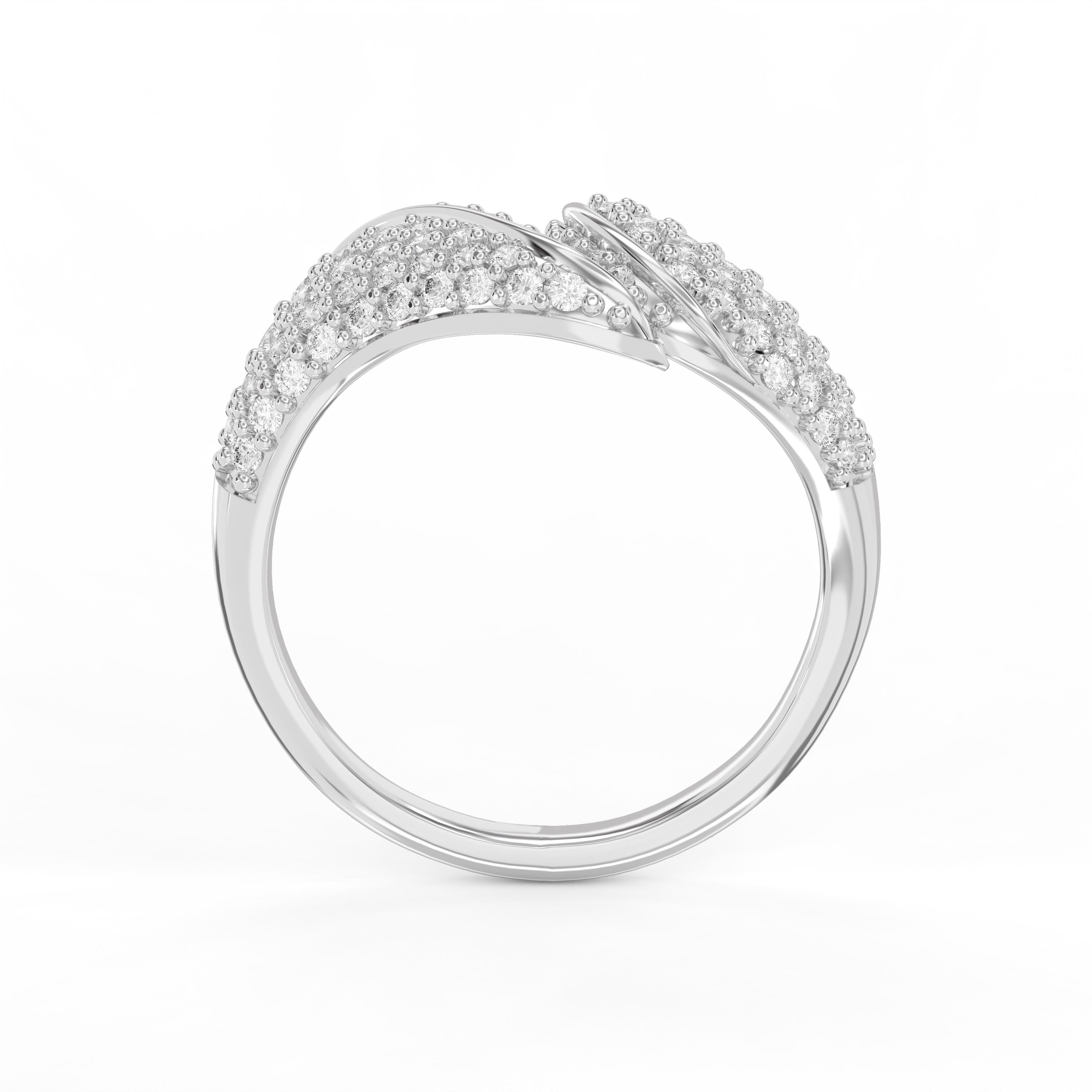 "Glimmering Wing" Pave Diamond Overlap Fashion Ring
