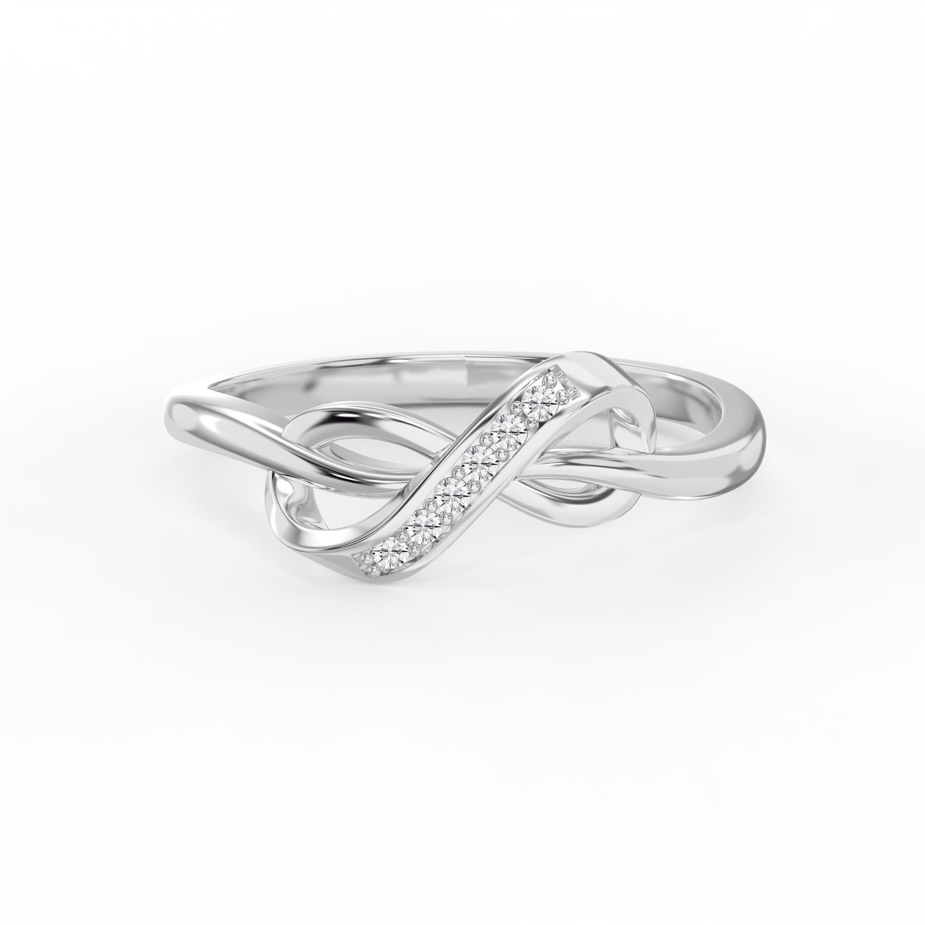 Infinity Symbol Fashion Ring with Channel Set Round Diamond Accents