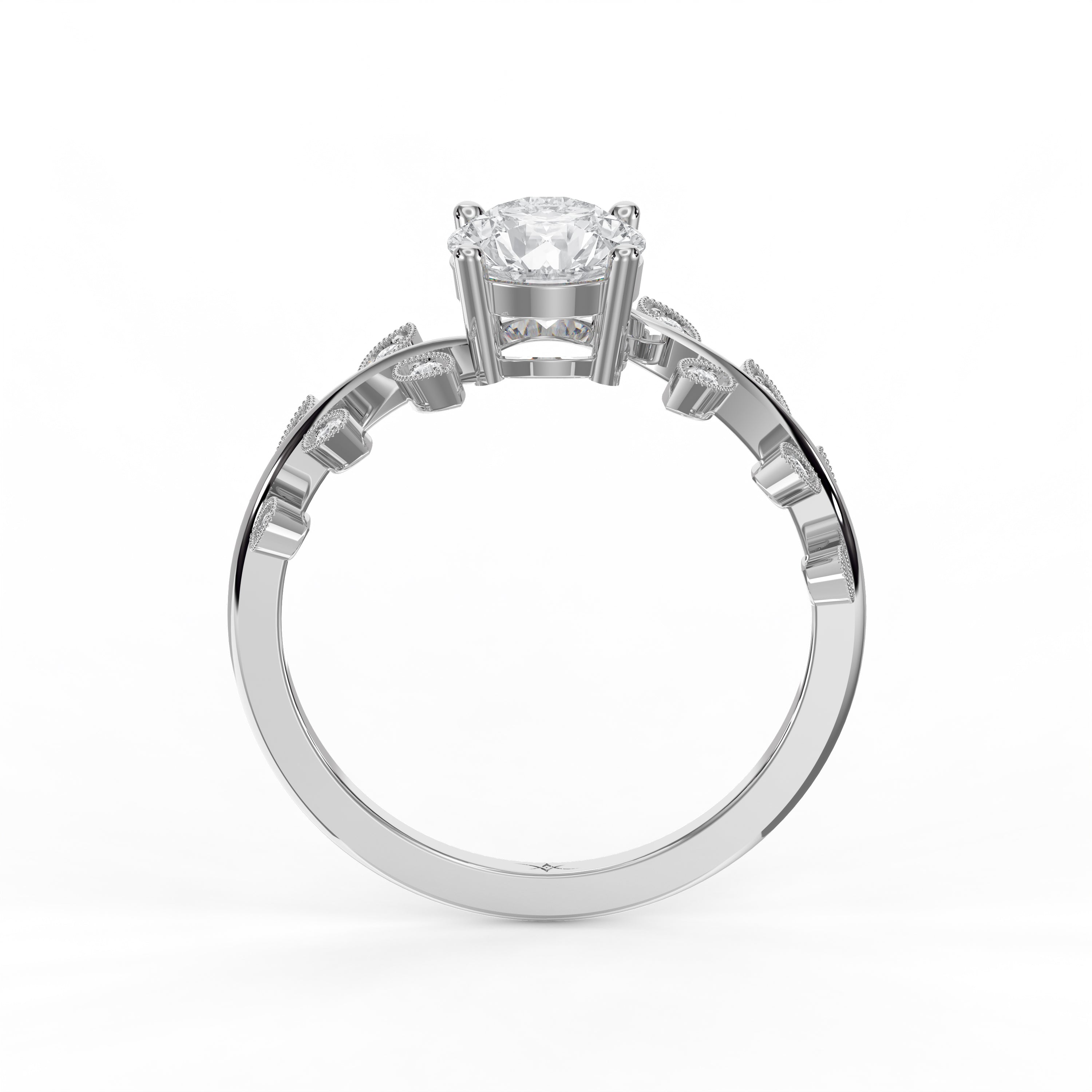 The "Enchanted Laurel" Nature-Inspired 925 Silver CZ Ring