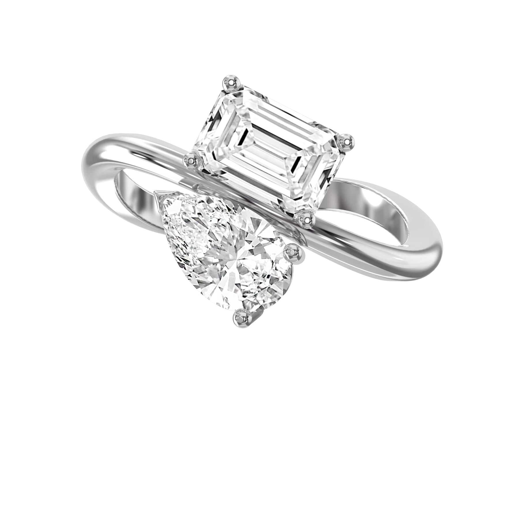Toi et Moi Emerald and Pear Shape Diamonds Fashion Ring
