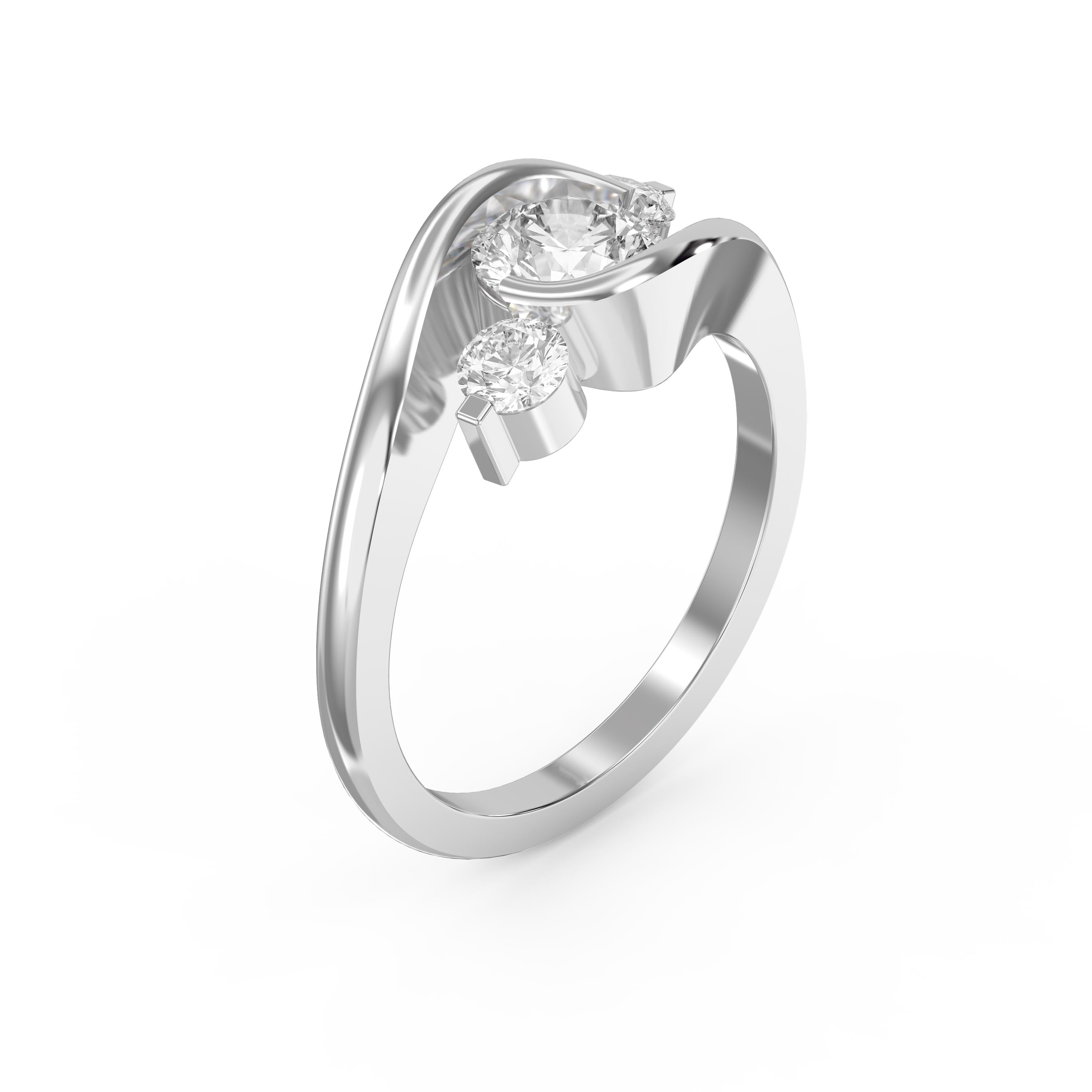 Modern Three-Stone cubic zirconia Bypass Unique Swirl Design