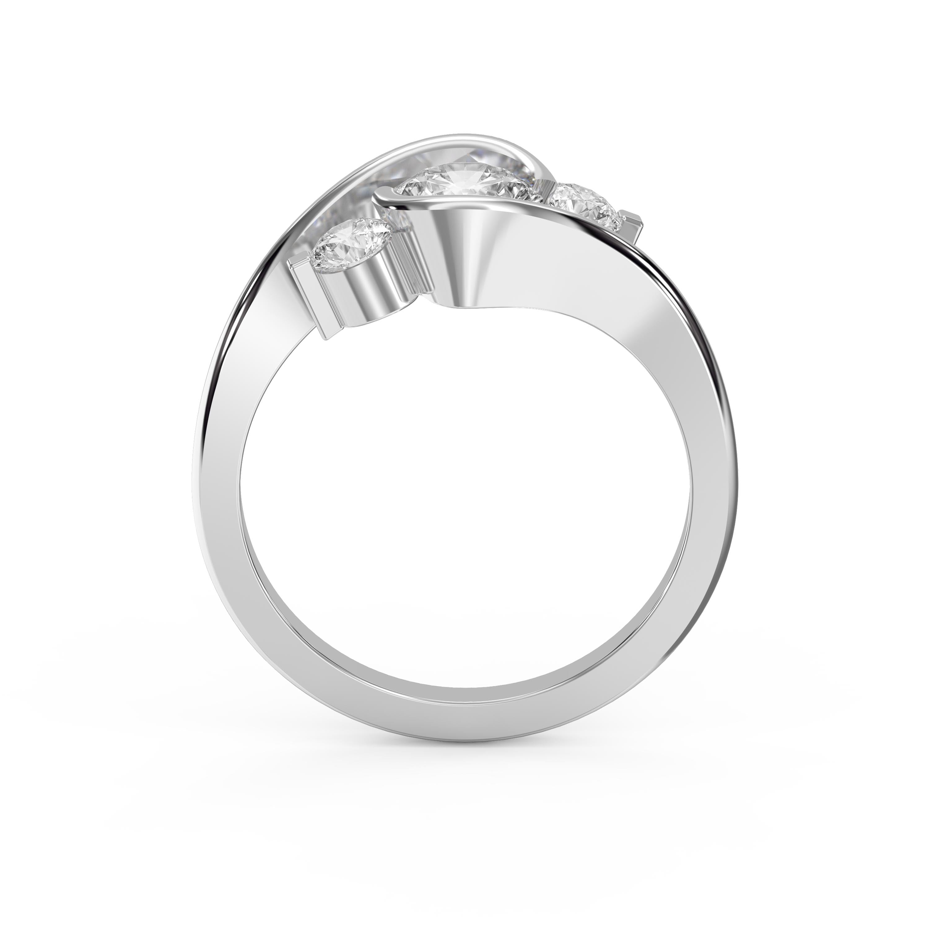 Modern Three-Stone cubic zirconia Bypass Unique Swirl Design