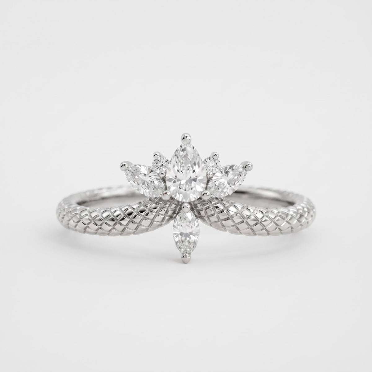 Nature Inspired Pear Shape Diamond Floral Ring
