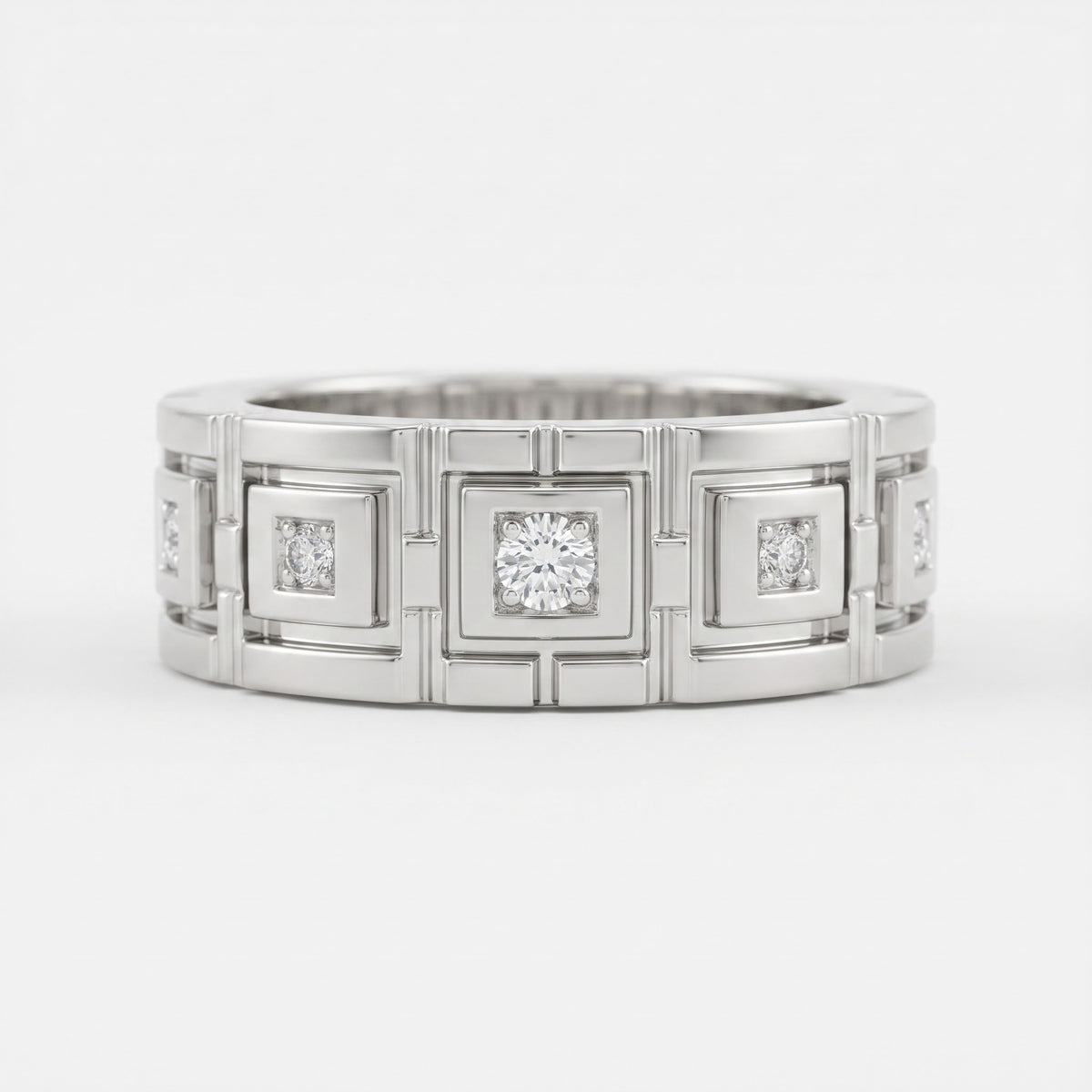 Round Brilliant Diamond Wide Band Ring