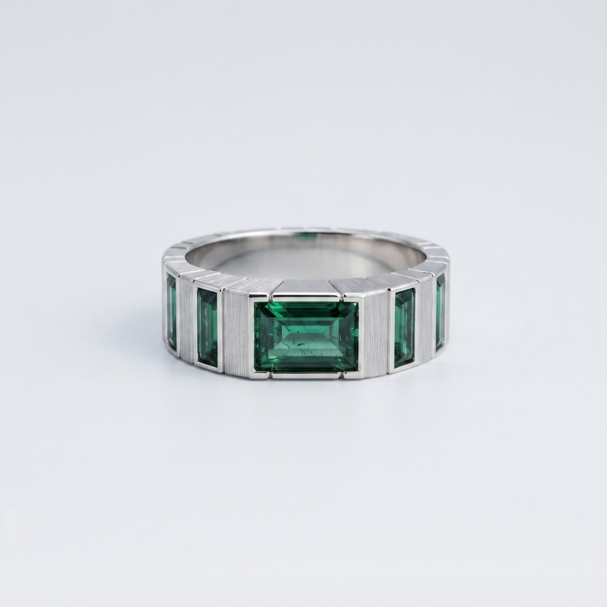Emerald-Cut Green Gemstone Ring | Geometric Luxury Cocktail Ring