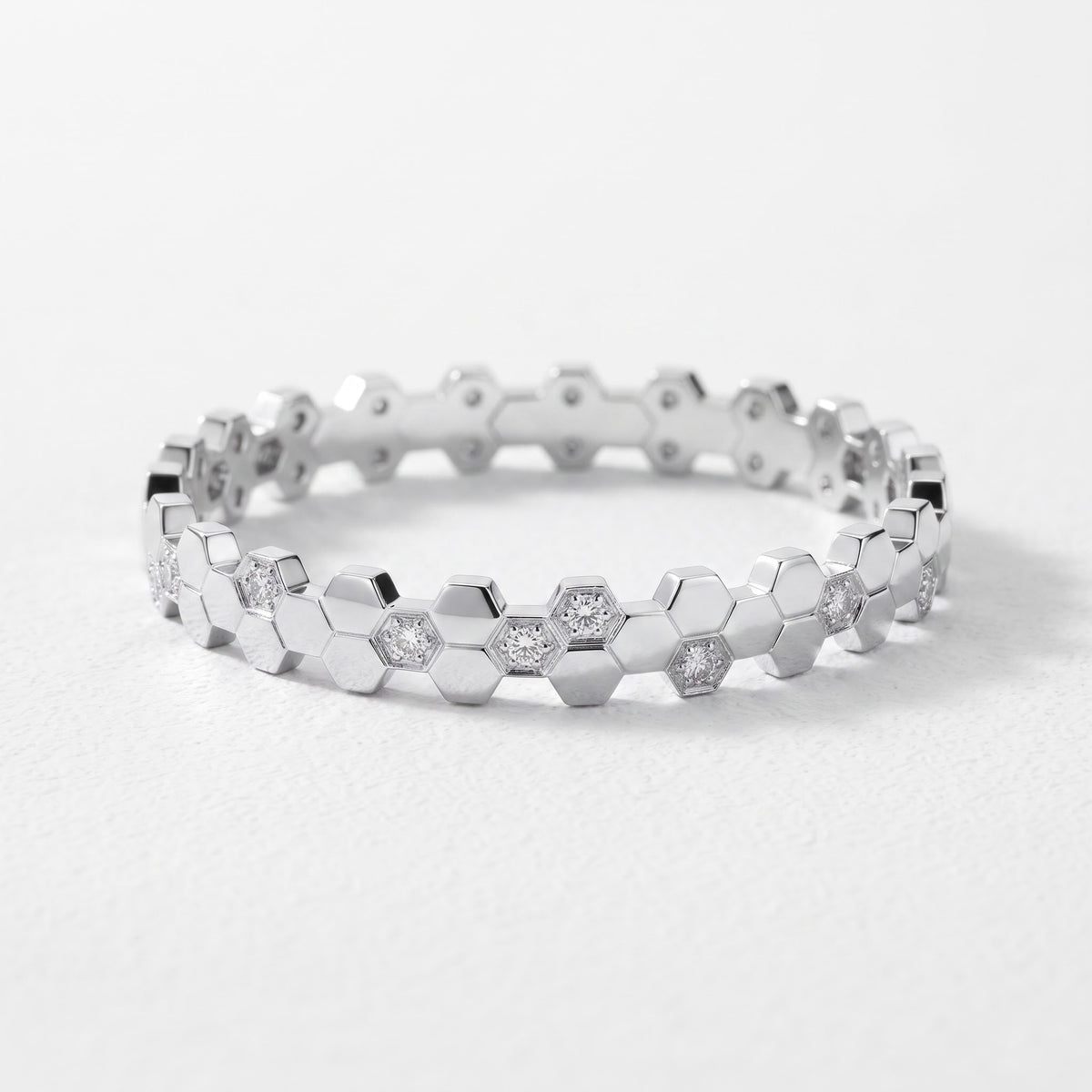Round Brilliant Diamond Honeycomb Bracelet | Hexagon Diamond Bracelet