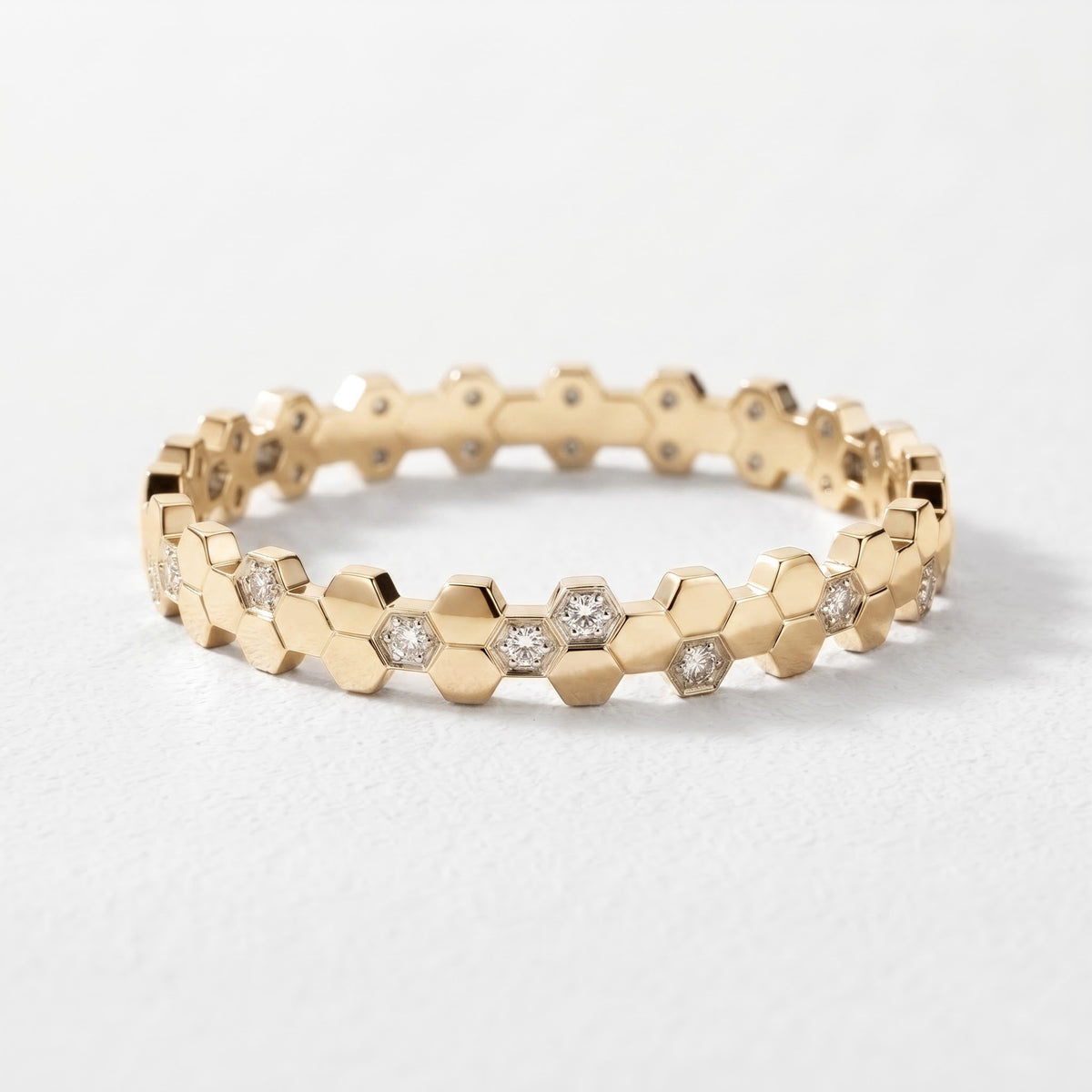 Round Brilliant Diamond Honeycomb Bracelet | Hexagon Diamond Bracelet