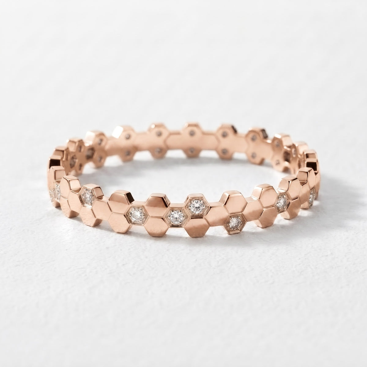 Round Brilliant Diamond Honeycomb Bracelet | Hexagon Diamond Bracelet
