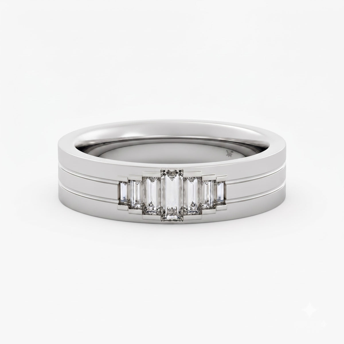 Baguette Cut Lab Diamond Wedding Band | Art Deco Diamond Band