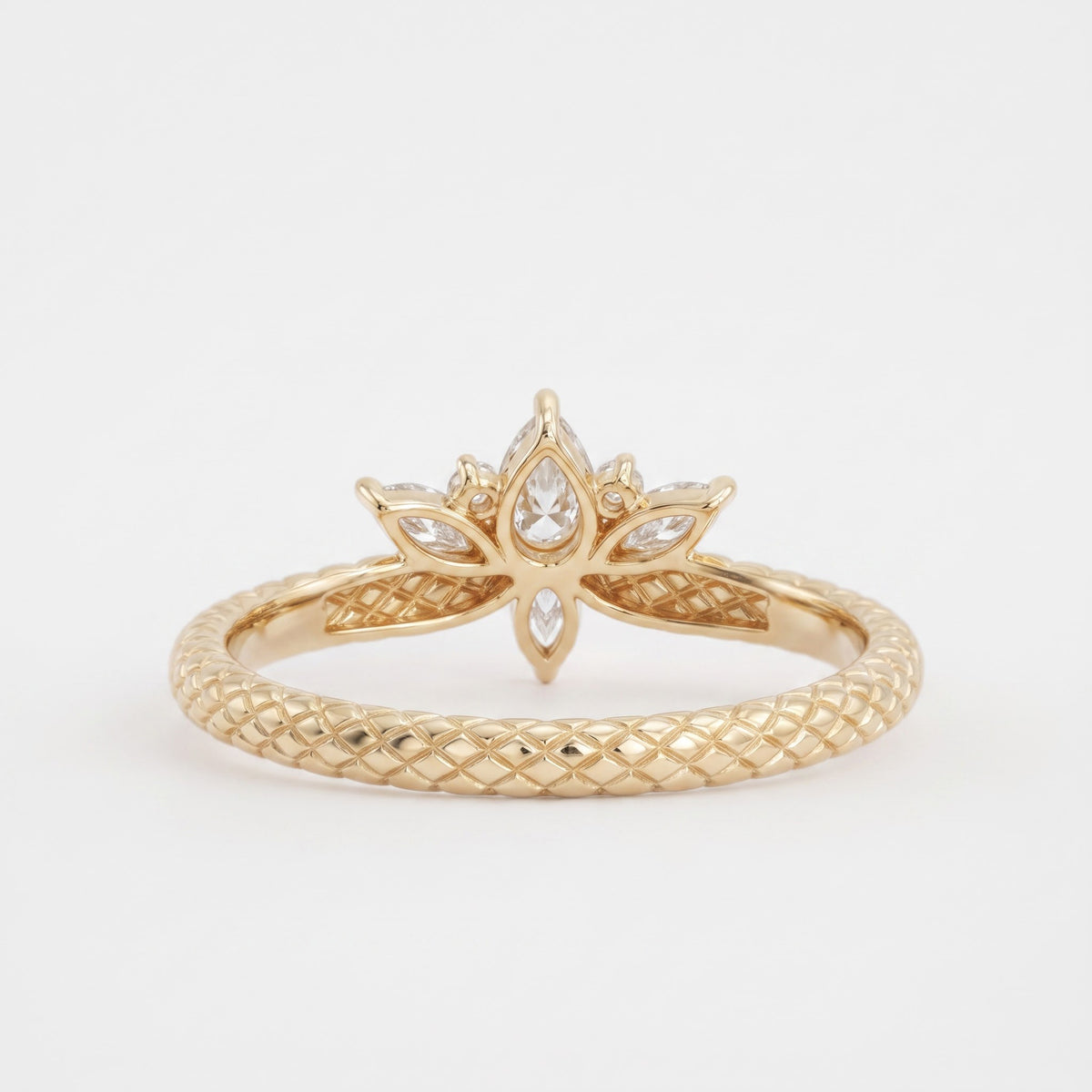 Nature Inspired Pear Shape Diamond Floral Ring