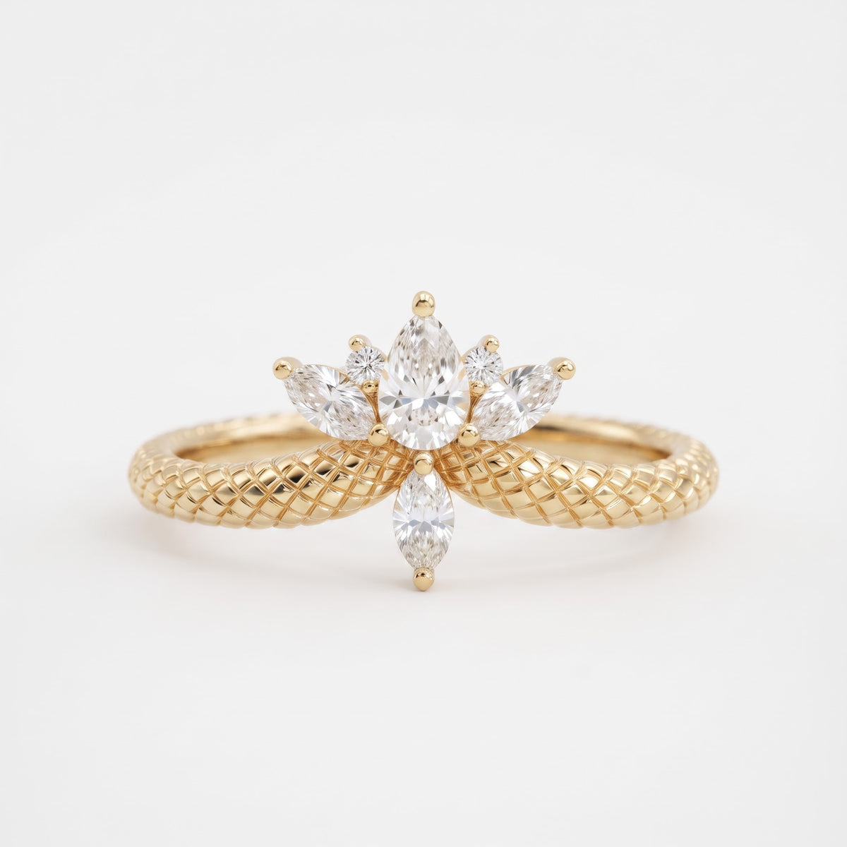 Nature Inspired Pear Shape Diamond Floral Ring