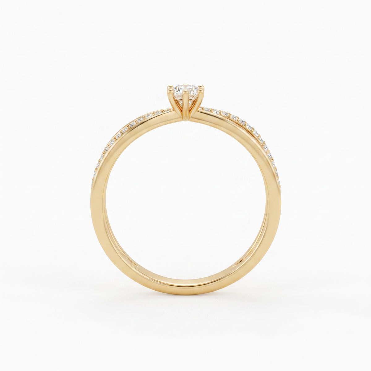 Round Cut Diamond Split Shank Ring