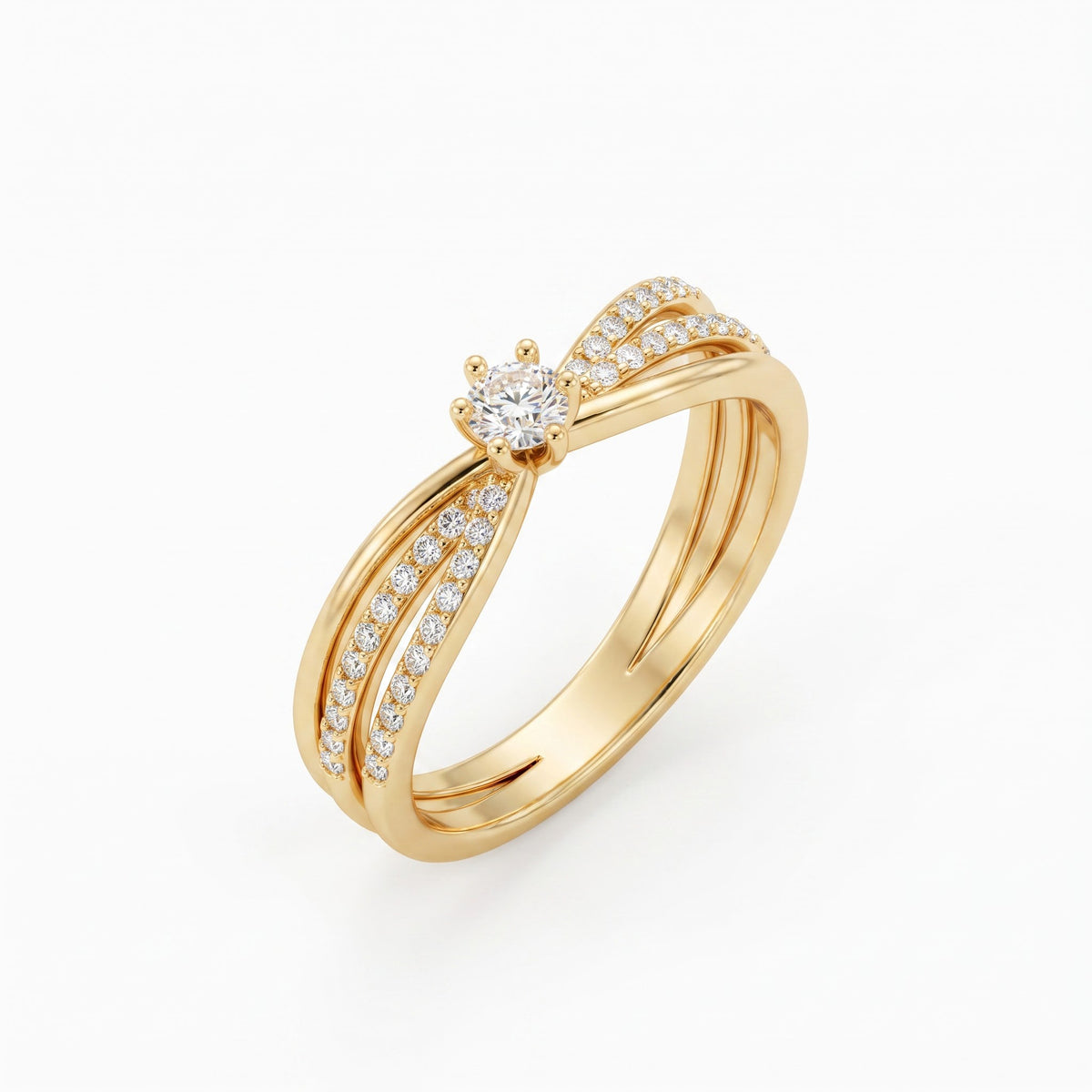 Round Cut Diamond Split Shank Ring