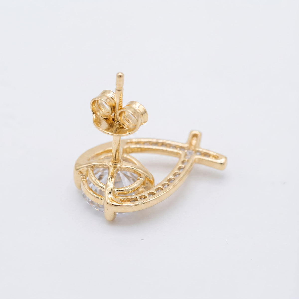 Curved Pave Drop Studs | Round Brilliant Lab Grown Diamond Earrings