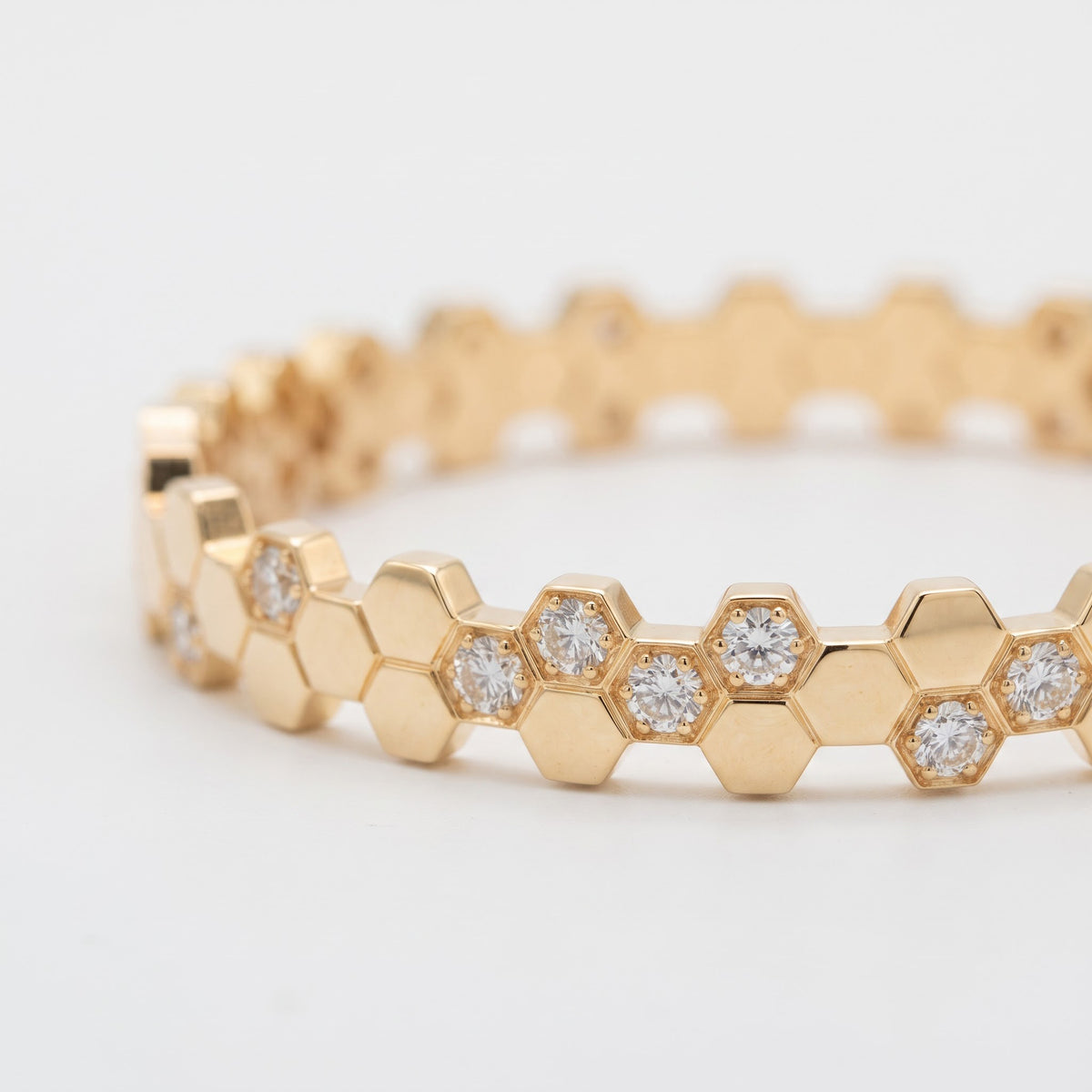 Round Brilliant Diamond Honeycomb Bracelet | Hexagon Diamond Bracelet