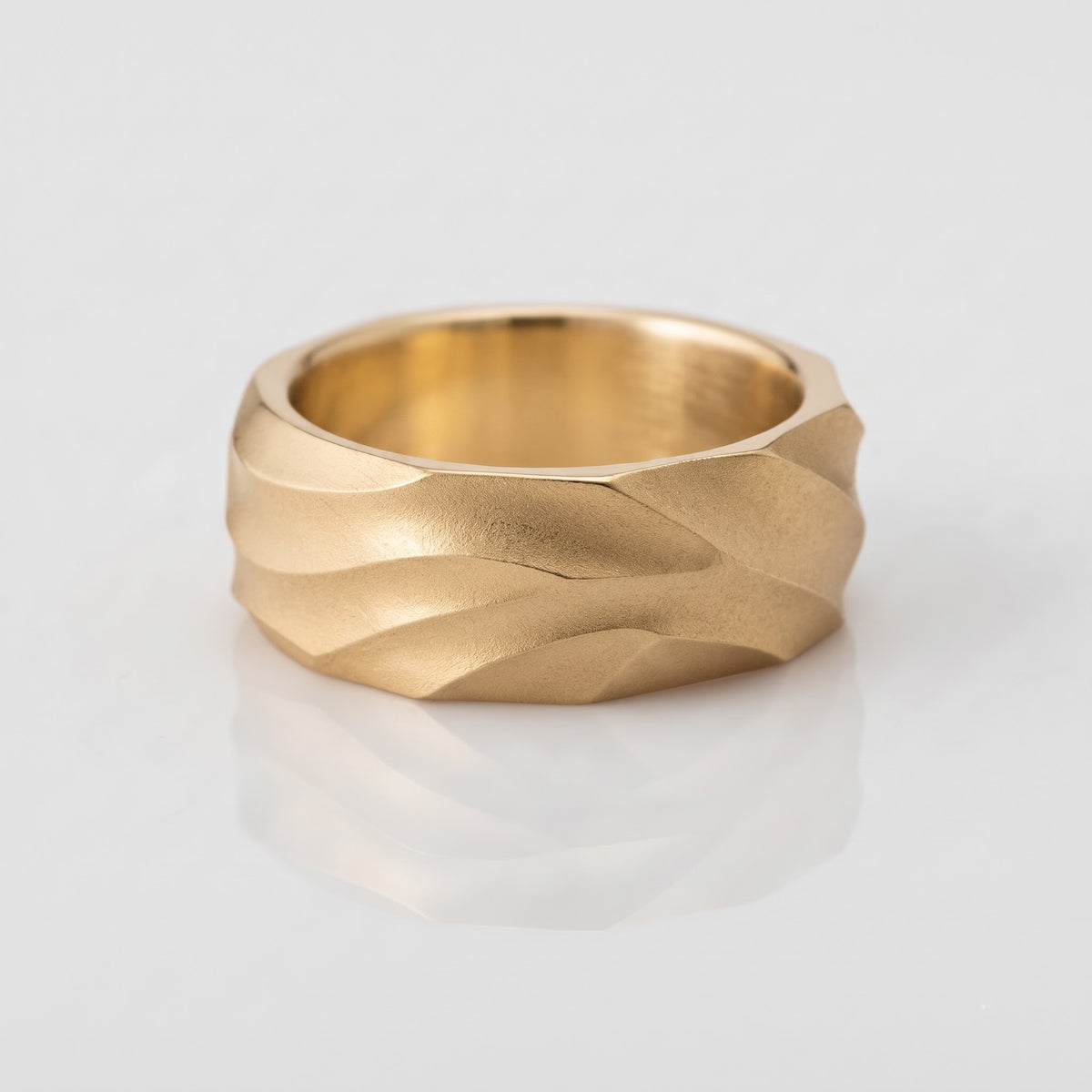 Metal Sculptural Gold Band Men'sRing