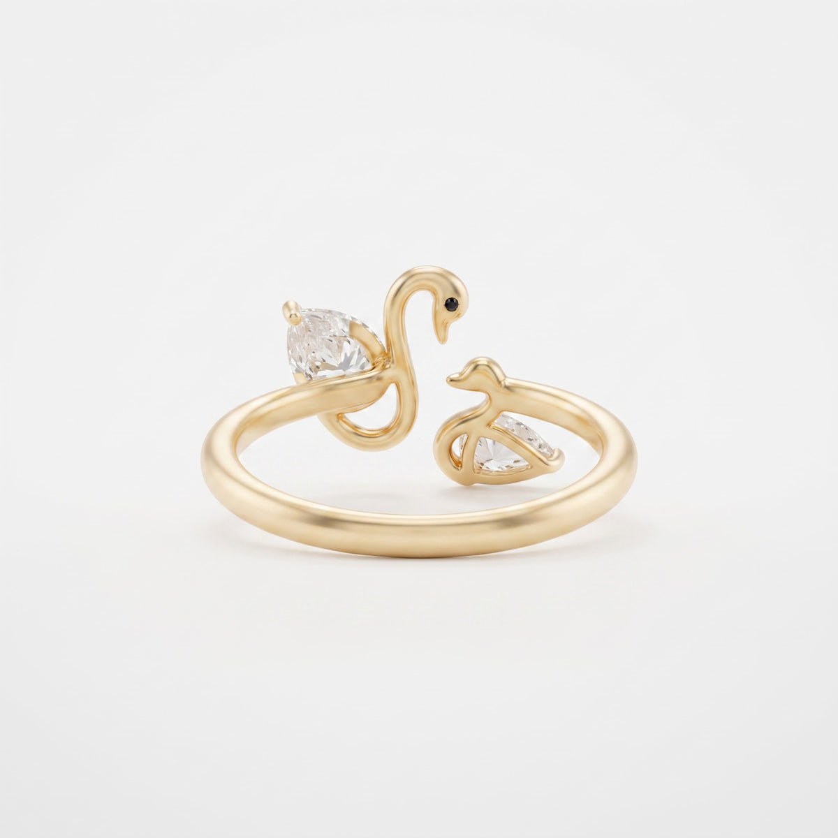 Two Swan Toi et Moi Ring,Pear Cut Lab Grown Diamond Swan Ring