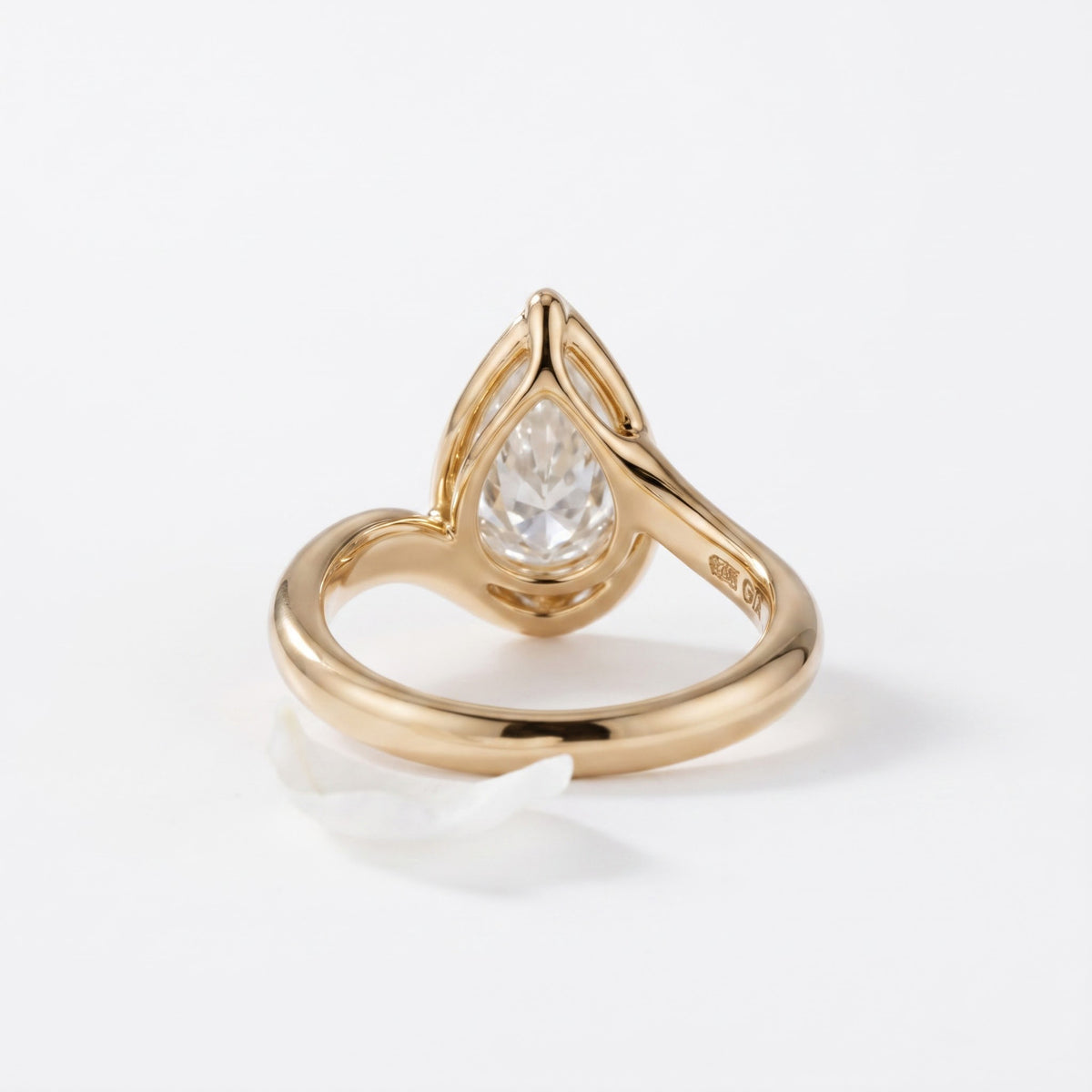 Pear Cut Sculptural Solitaire Lab Grown Diamond Ring