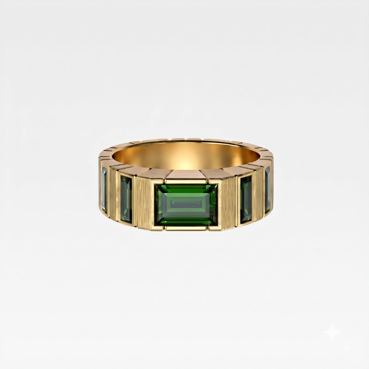 Emerald-Cut Green Gemstone Ring | Geometric Luxury Cocktail Ring