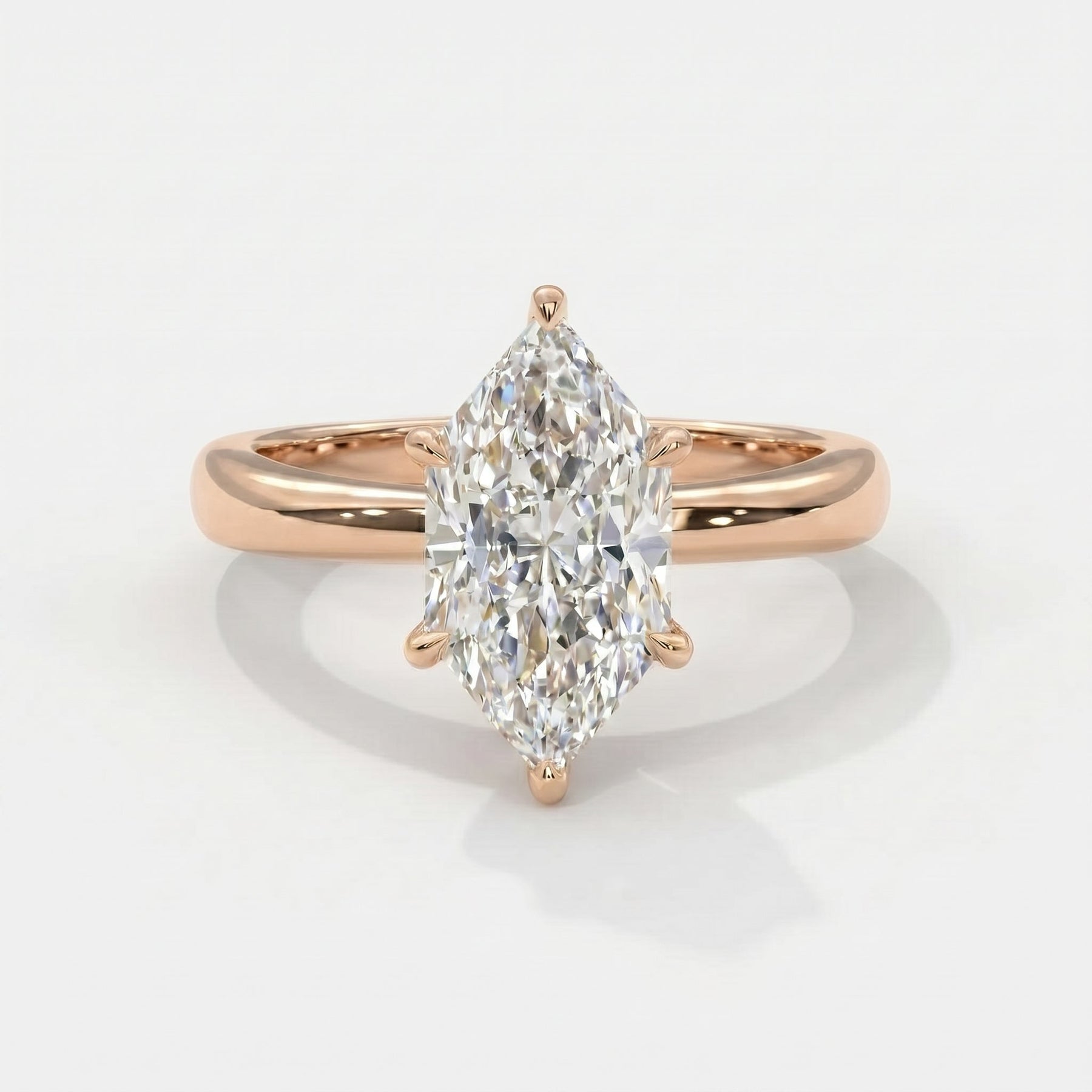 Dutch Marquise Cut Lab Diamond Solitaire Engagement Ring
