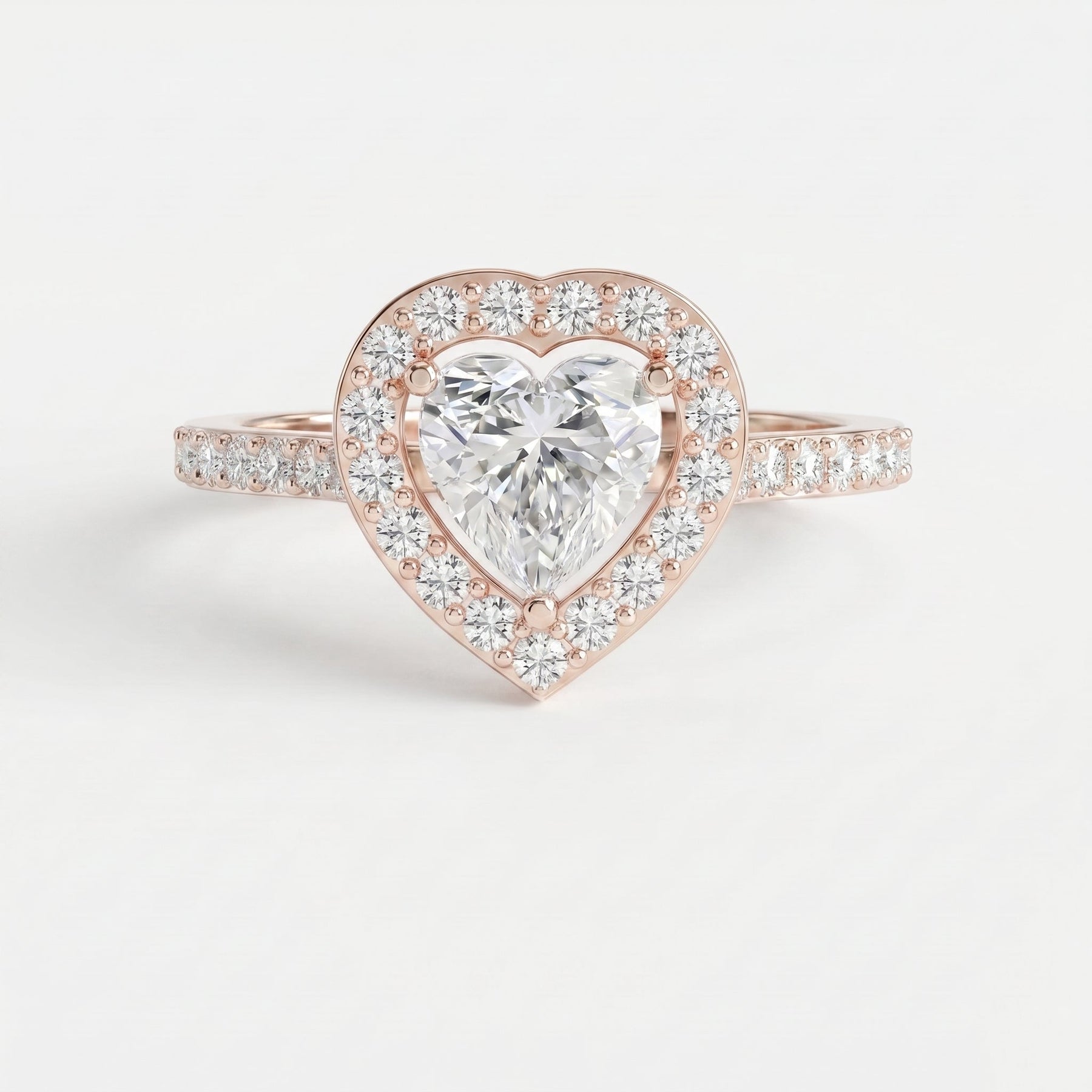 Heart Shape Diamond Halo Ring with Pavé Engagement Ring